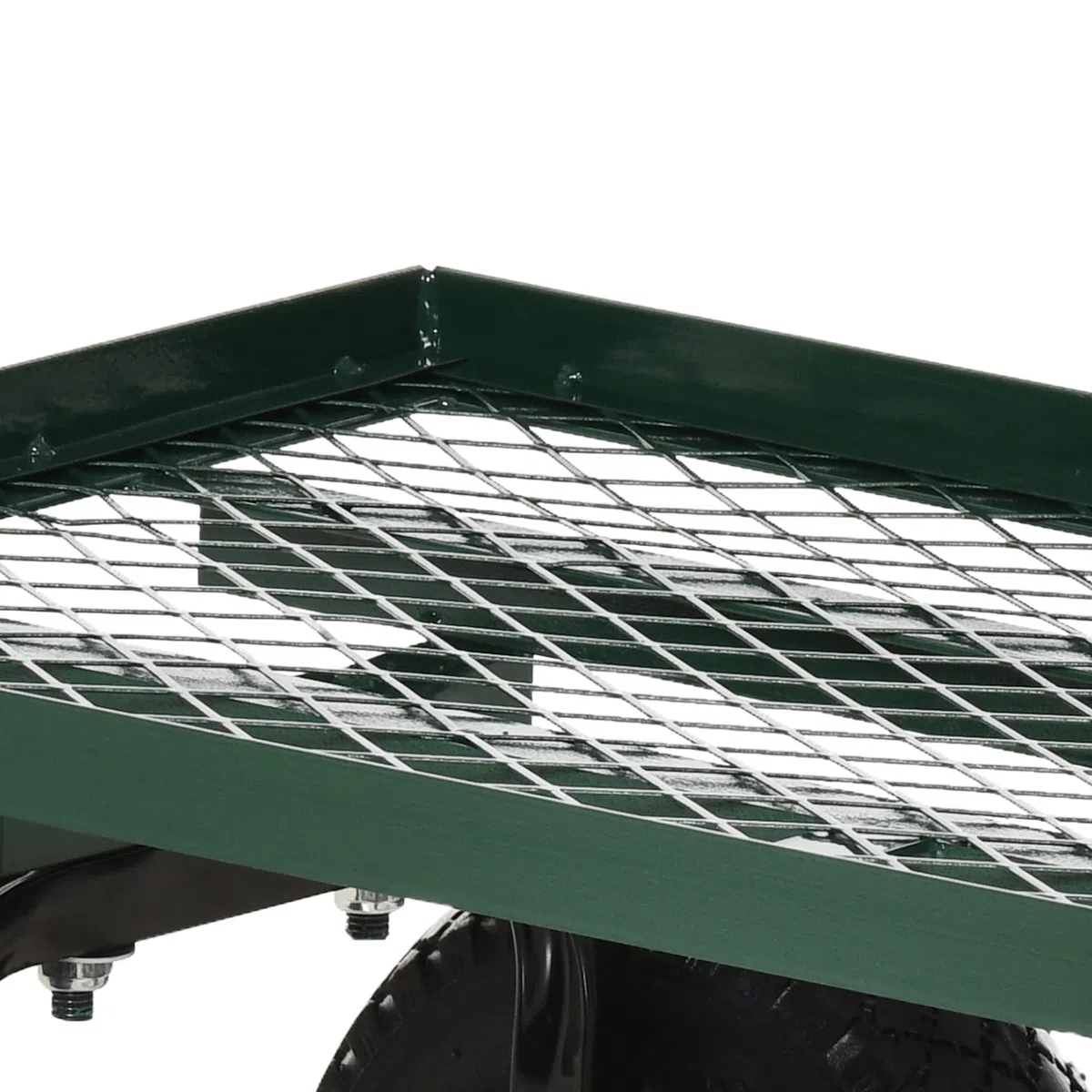 Outsunny Carro de Jardín con Grandes Ruedas Carretilla de Mano con Mango Ergonómico y Estructura de Acero para Transporte de Camping Exterior, Capacidad 150 kg, Negro y Verde