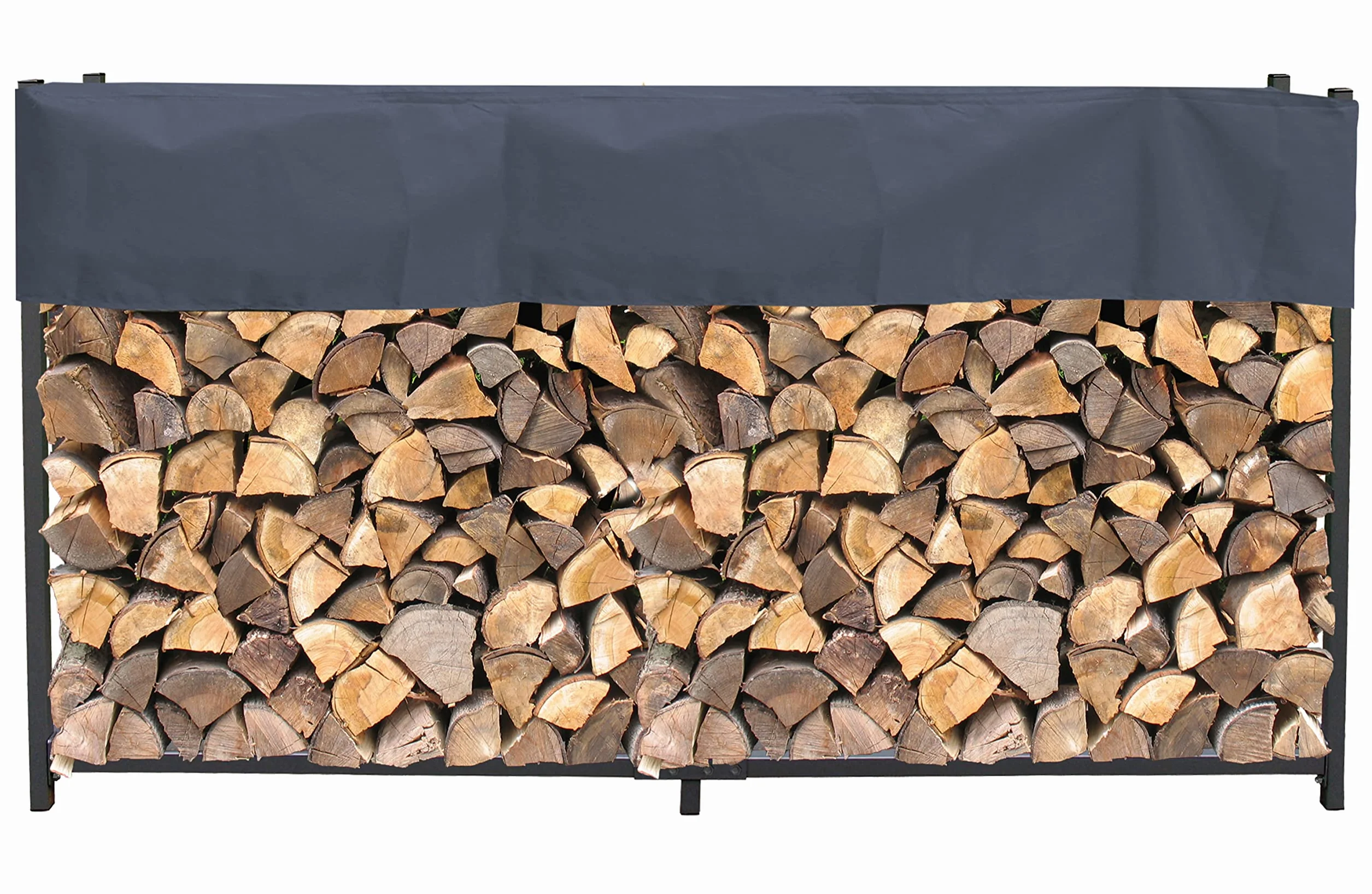 QUICK STAR Estante de leña de Metal Antracita 200 x 25 x 115 cm Refugio de leña para jardín Ayudas de apilamiento en el Exterior con Cubierta Protectora Gris
