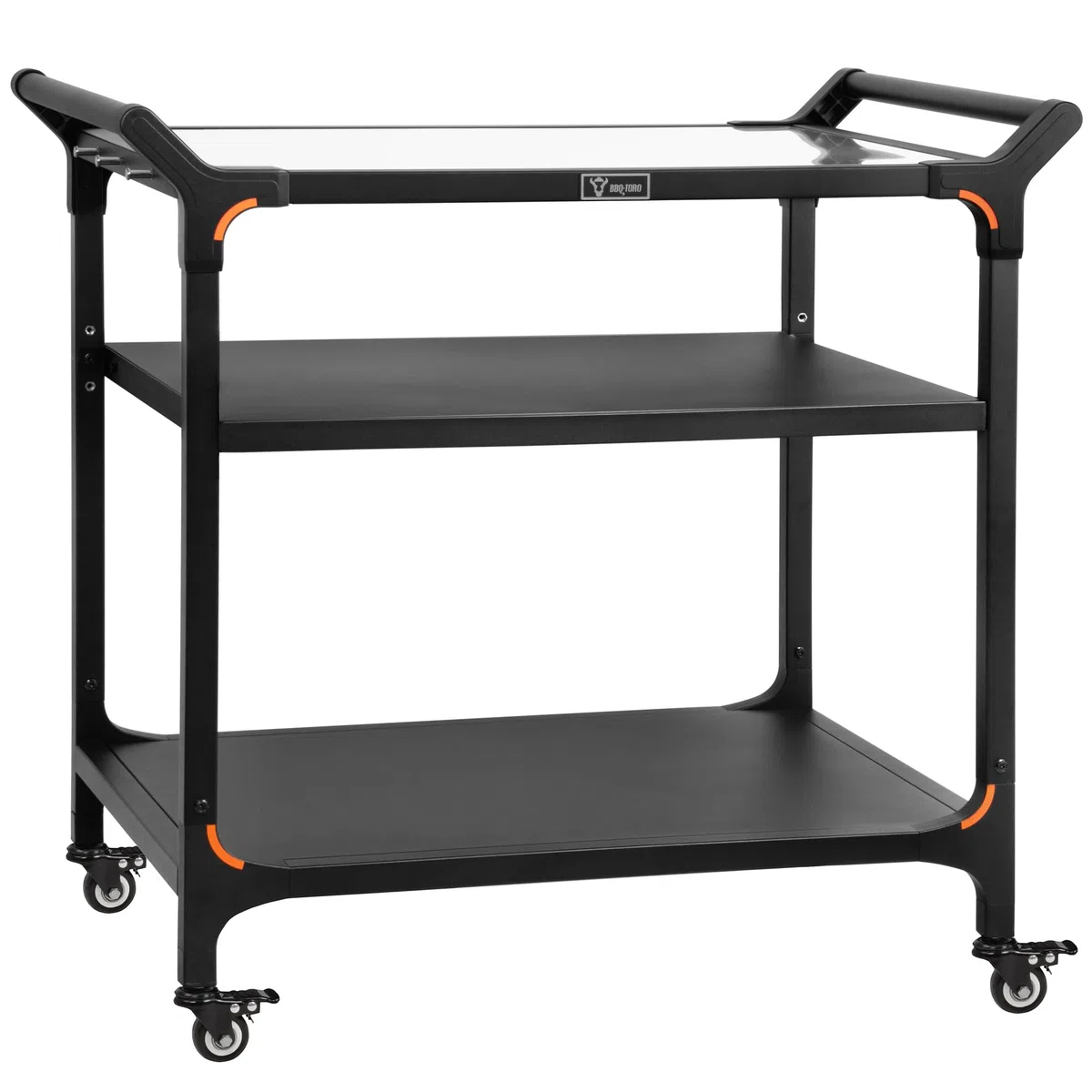 BBQ-Toro Carrito de barbacoa, color negro, mesa de barbacoa con gran superficie de trabajo, mesa auxiliar, parrilla exterior, carrito de barbacoa para exteriores, carrito de servir (3 estantes (94 x