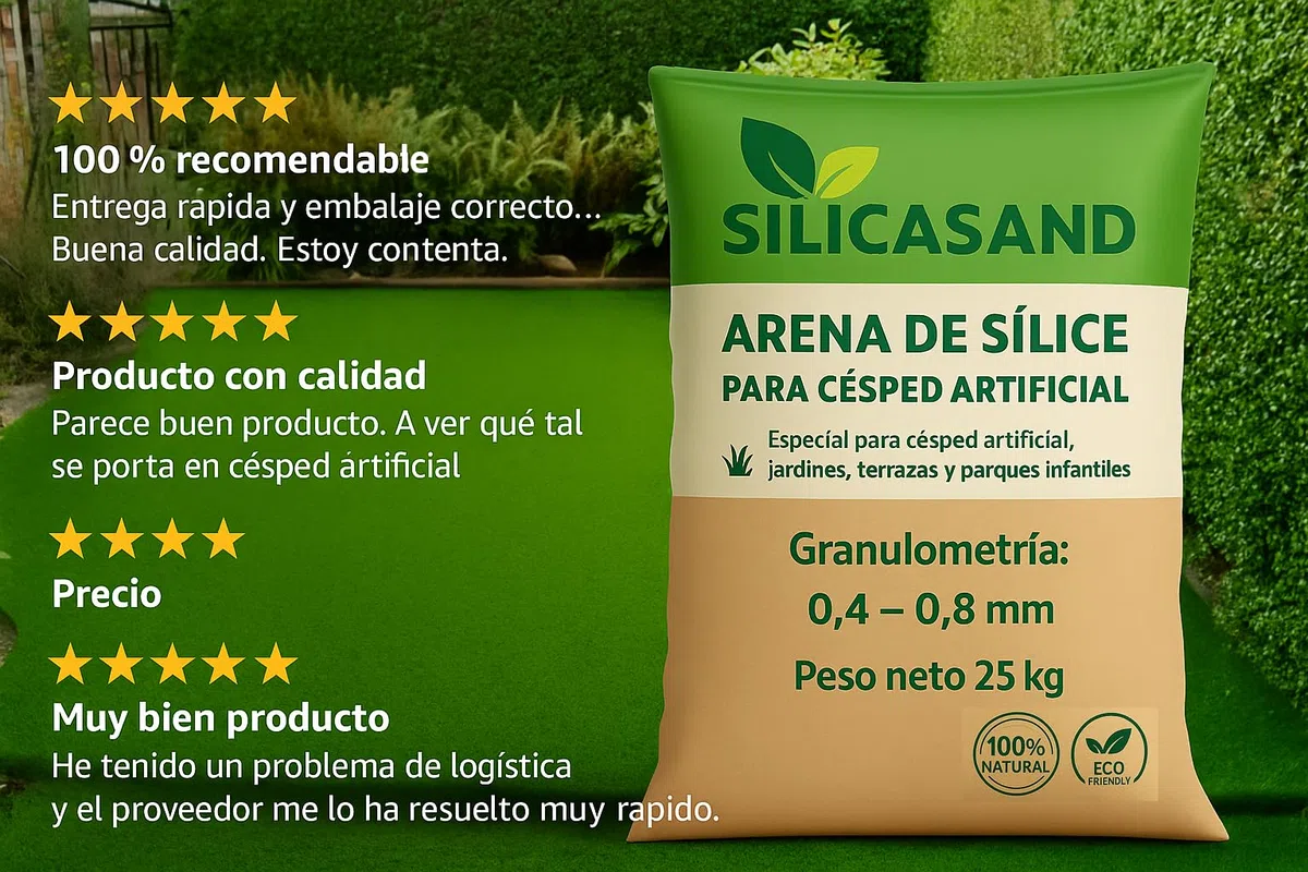 Genérico SilicaSand - Arena de Sílice para Césped Artificial | Sacos Arena 25 kg para Pavimentos Deportivos | Granulometría 0,4-0,8 | 1 Saco de 25 kg