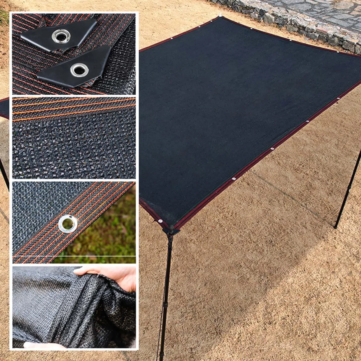 7x10m Cubierta de Tela con Bloqueador Solar, Red de Sombra para Plantas de Jardín, Lona de Malla de Sombra para Patio, Red de Sombra para Cubierta de Plantas, Malla de Bloqueador Solar Negra