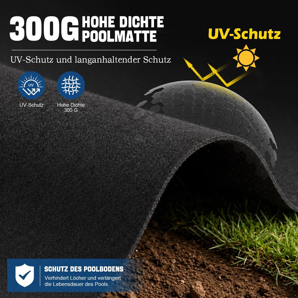 Lona de suelo para piscinas, alfombra de suelo para piscina, 400 cm, alfombrilla redonda de piscina plegable, resistente a los rayos UV y al desgarro, lona protectora para el suelo para