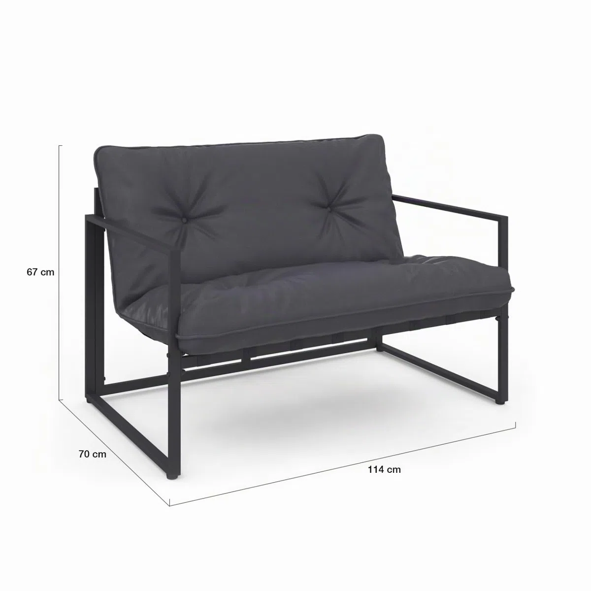 IDMarket - Salón de jardín bajo Nairobi 4 plazas de acero gris antracita