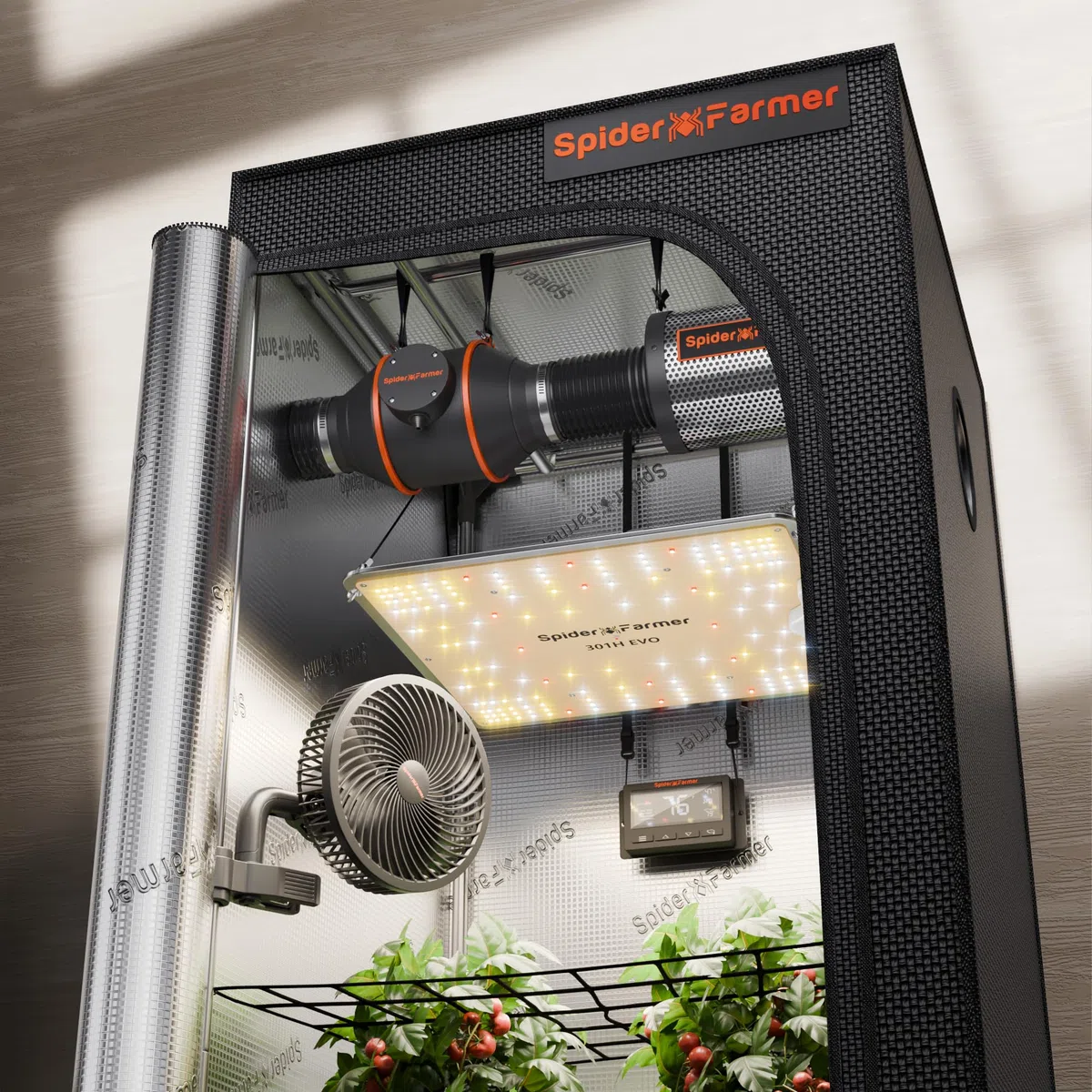 SPIDER FARMER SF1000 Grow Box Set Dimmable Led Grow Light Full Spectrum Grow Light Samsung LM301B Leds Grow Box Kit 70x70x160cm Hidroponía Grow Tent Humedad Ventilación Smart System