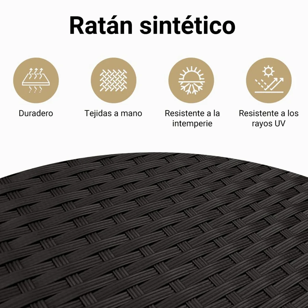 vidaXL Set de Muebles de Jardín con Cojines 5 pzas, Mesa y Asientos Modulares, Conjunto de Sofás para Terraza Patio, Ratán Sintético Negro
