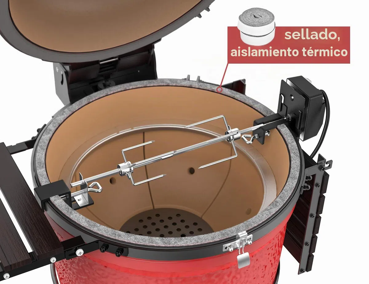 Onlyfire Kit de Asador Eléctrico en Acero Inoxidable con Motor Rotisería Resistente y Accesorios, Adecuado para Barbacoas Large BGE | Kamado Joe Classic | Pit Boss | y Otras Parrillas De