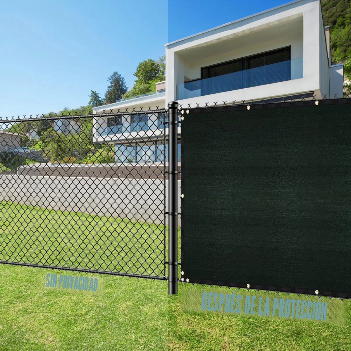 UIRWAY Malla de Ocultacion Jardin Verde 1.8 x 15.24m Malla Sombreo 142 g/m² Densidad HDPE UV Protección para Vallas de Jardín, Terraza, Balcón con Cable (Verde)