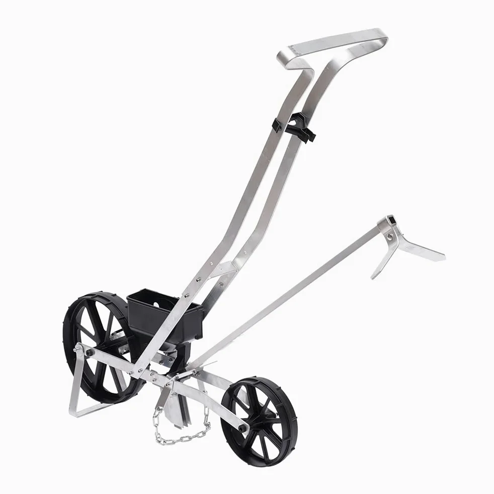 Sembradora manual de jardín de aluminio, máquina de siembra manual de una hilera, sembradora de semillas de verduras de plata, sembradora de aluminio, sembradora manual, máquina de siembra de