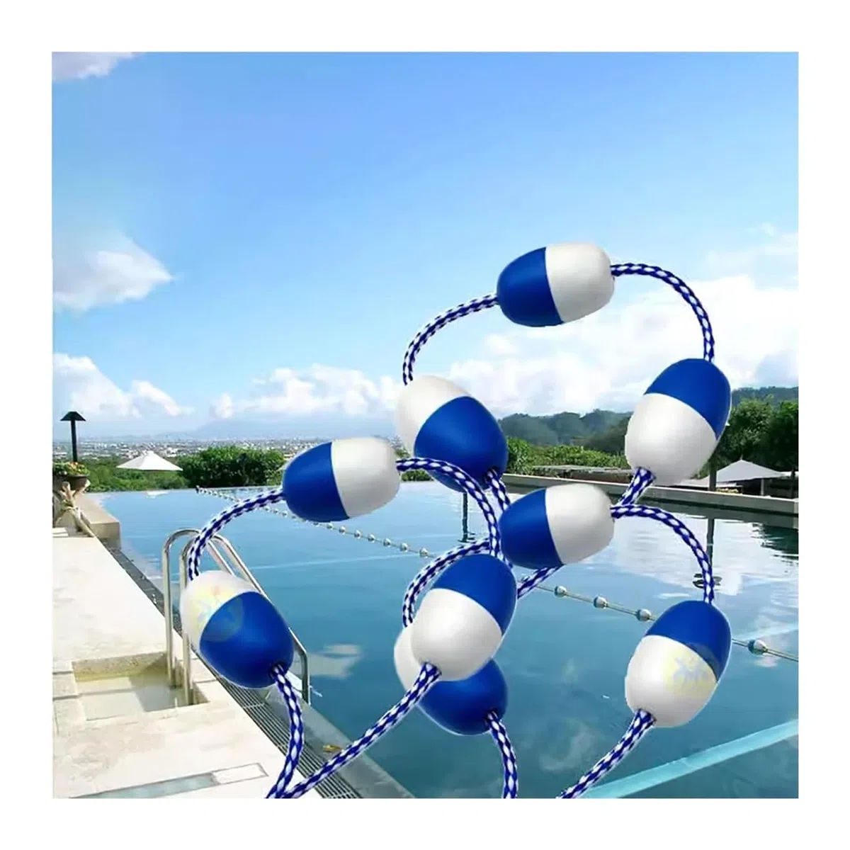 Genérico Kit de Flotador de Cuerda de Seguridad para Piscina Profesional, Kit de Flotador y Cuerda de Seguridad para Piscina, línea de Flotador Divisor de Extremo Profundo de Piscina de 30, 40, 50,