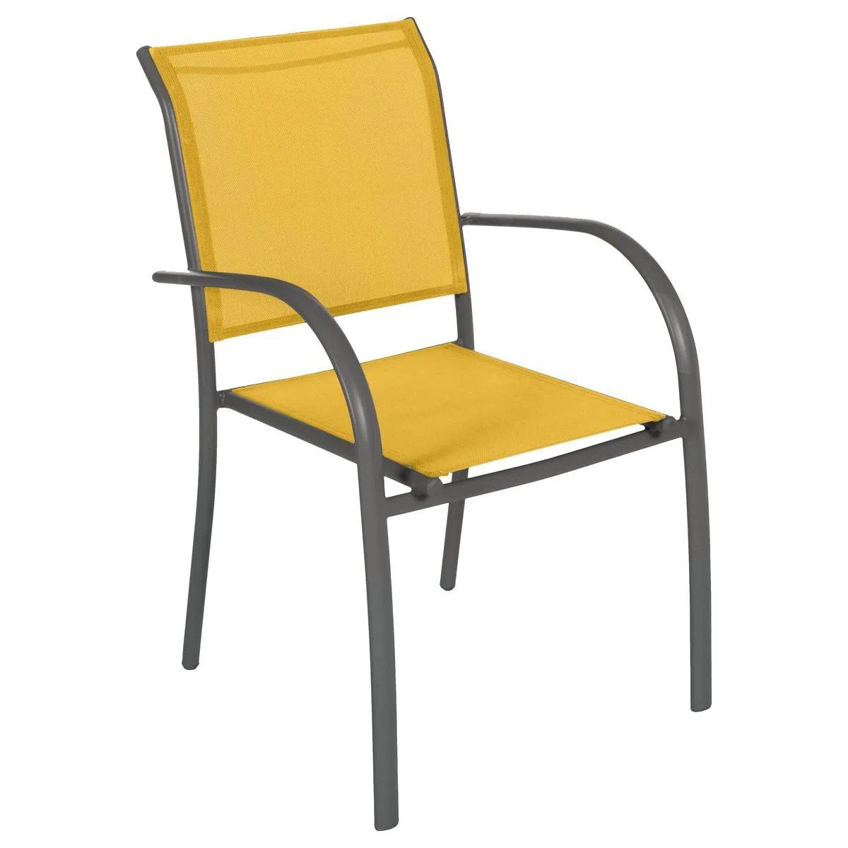 Hespéride - Sillón de jardín apilable Piazza Mustard Yellow & Graphite