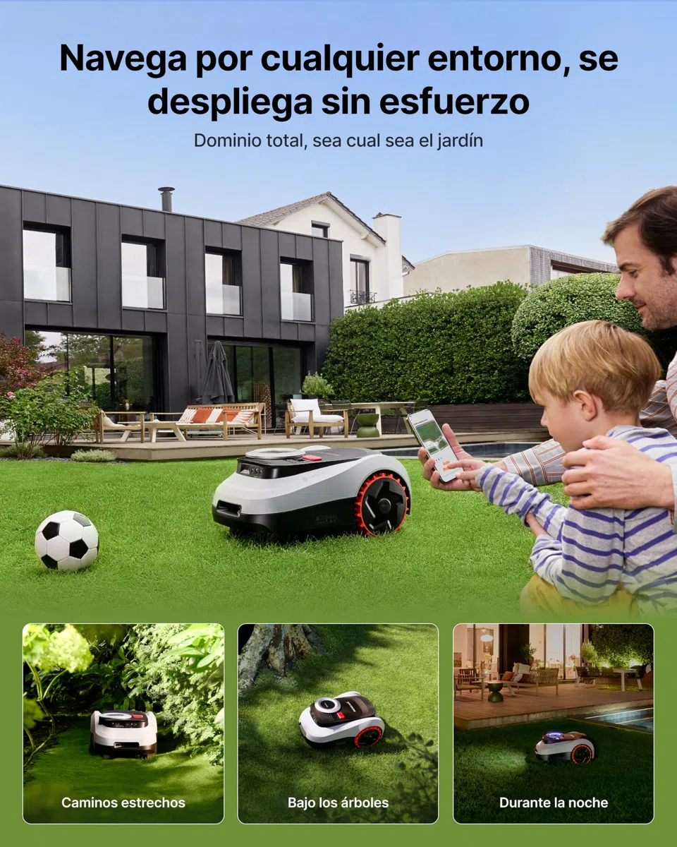 Segway Navimow i208 LiDAR Robot Cortacésped sin Cables para 800 m² con Garage M, LiDAR de Estado sólido + Vision, Cartografiado Automático, Pendientes del 45%, 4G Integrado (Envío por Separado)