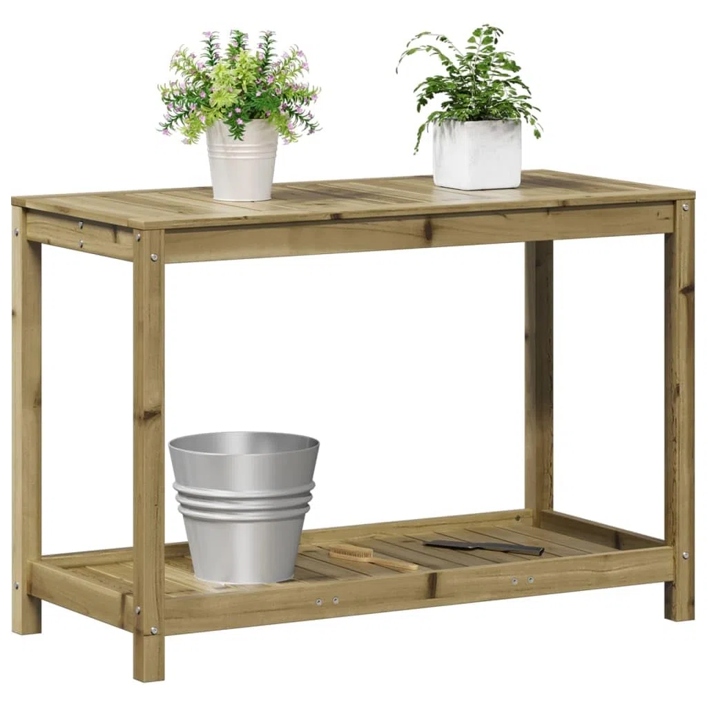 vidaXL Mesa plantación con Estante Madera Pino impregnada 108x50x75 cm