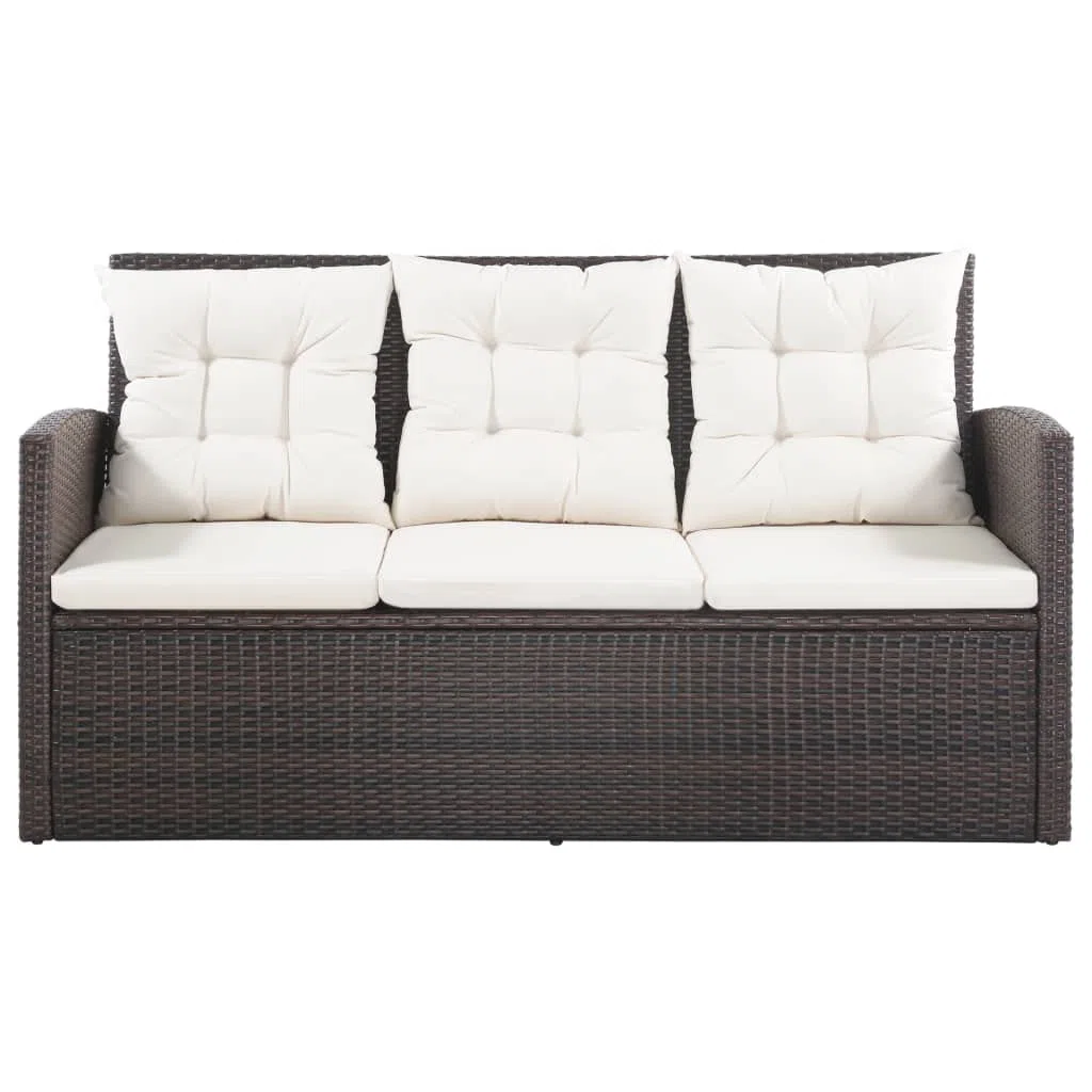 Sofa Terraza Exterior, Conjunto Jardín de Ratán, Sofas Exteriores de Jardin, Sofa de Jardin, Set sofás de jardín 5 Piezas y Cojines ratán sintético marrón