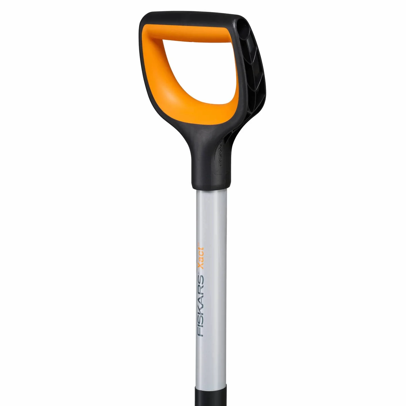 Fiskars Horca de jardín para suelos duros y pedregosos, Con 4 púas, Longitud: 120 cm, Púas de acero de calidad/Mango de plástico reforzado con fibra de vidrio, Negro/Naranja, Xact, 1070716