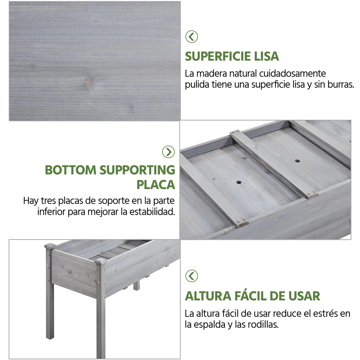 Yaheetech Jardinera Elevado de Madera Huerto Urbano Terraza Mesa de Cultivo para Cultivo Flores Verduras Hierbas 120.5x59x76.5 cm Gris