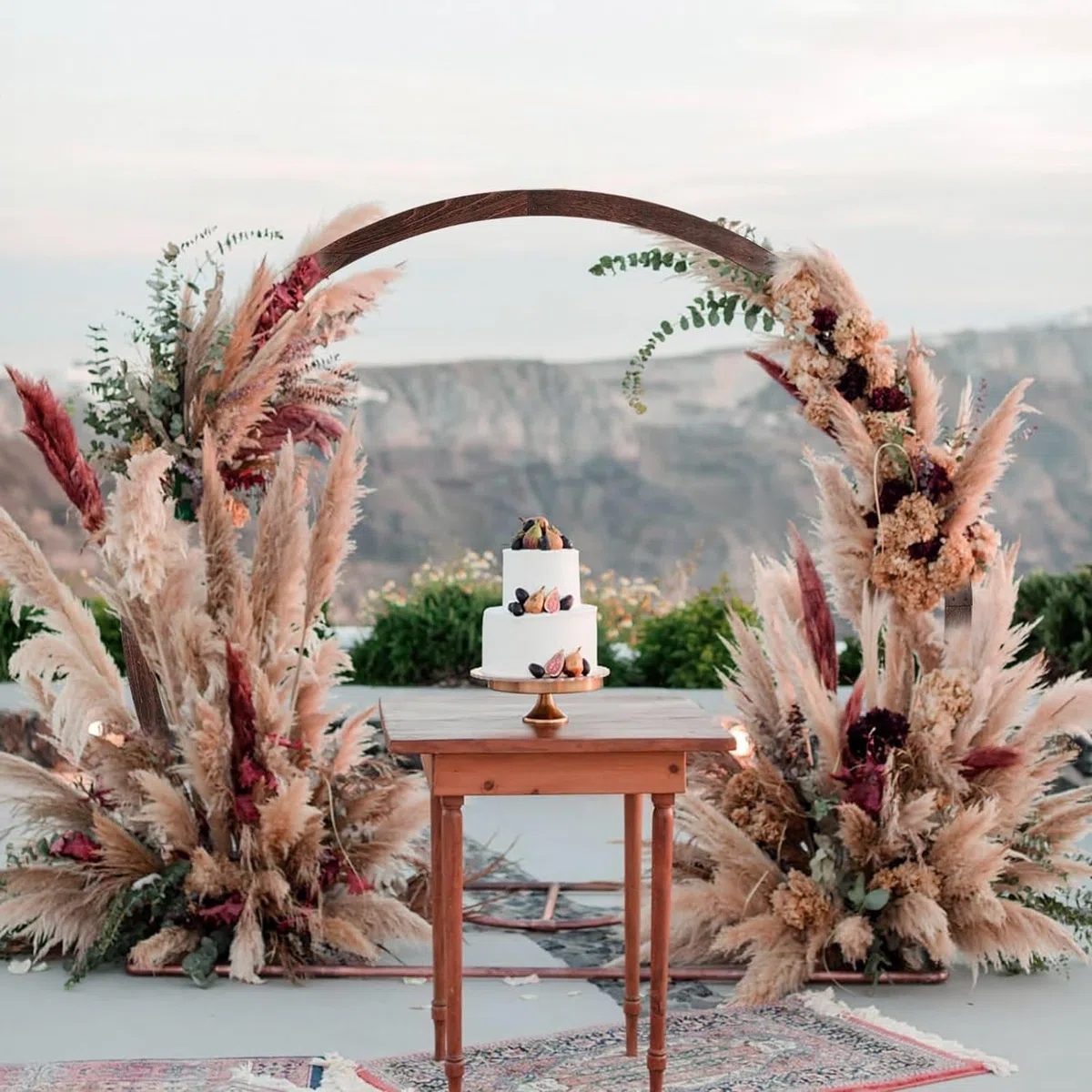 Arco Redondo de Madera (2.1 * 2.4m Arco de Boda de Madera for decoración de Boda/cumpleaños for Interior Exterior Fiestas Montaje fácil