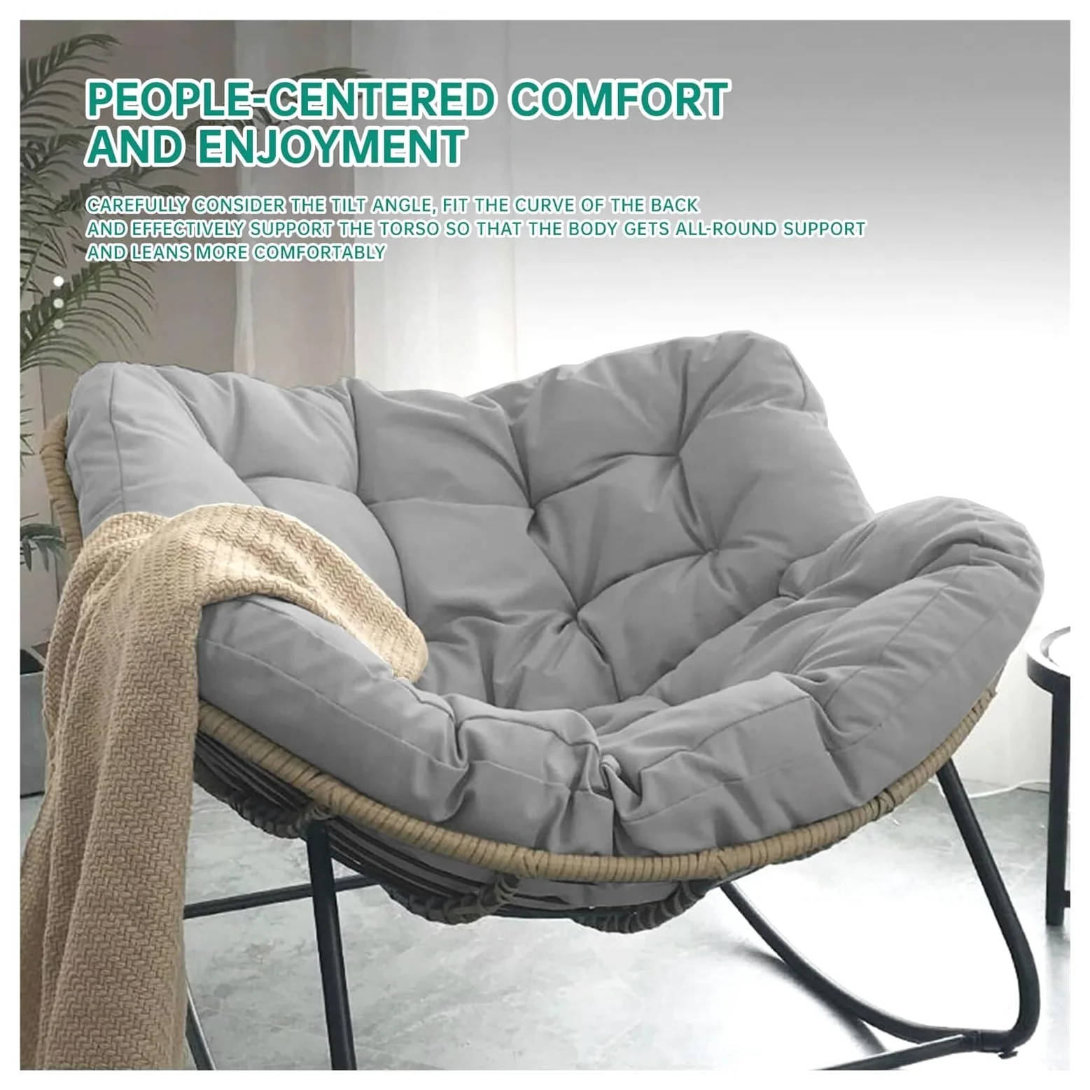 Mecedora al aire libre, mecedora de huevo de patio, silla Papasan de interior, tumbona de ratán y mimbre, silla real moderna para dormitorio, salón, porche, jardín, césped