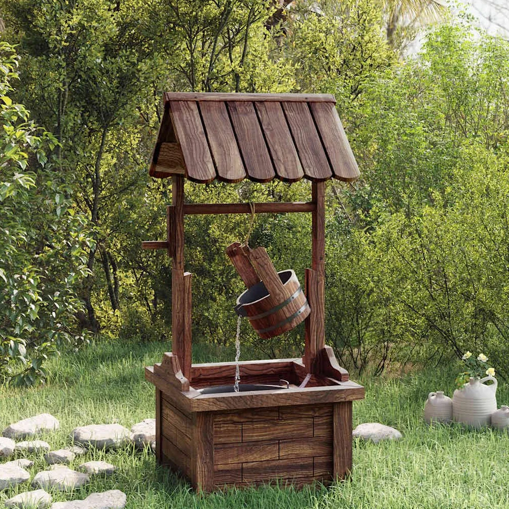 Fuente de Jardín con Bomba Eléctrica de Madera de Abeto - Efecto Sonoro y Óptico para Ambientes Rústicos y Elegantes