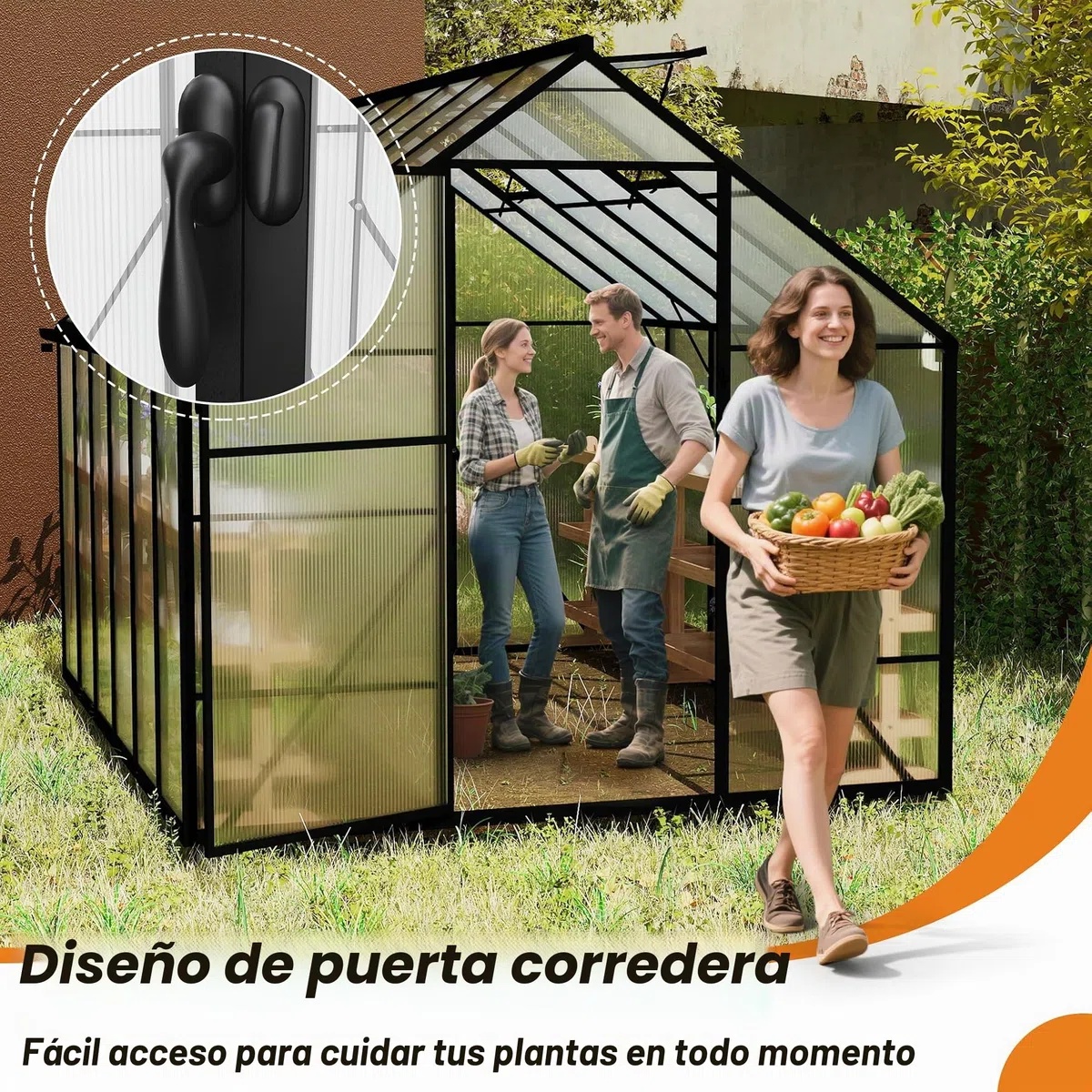 Froadp Invernadero de aluminio con base 310x250x205cm Invernaderos de jardín 4mm placas de cámara de aire de PC resistentes a la intemperie, invernadero para tomates con ventanas Invernadero para