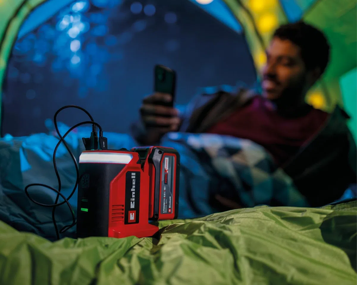Einhell estación de energía con batería TE-ES 18/150/1 Li-C-Solo Power X-Change (18 V, inversor, conexión 230 V y 12 V, conexión USB-A y USB-C-PD, función de Carga, sin batería)