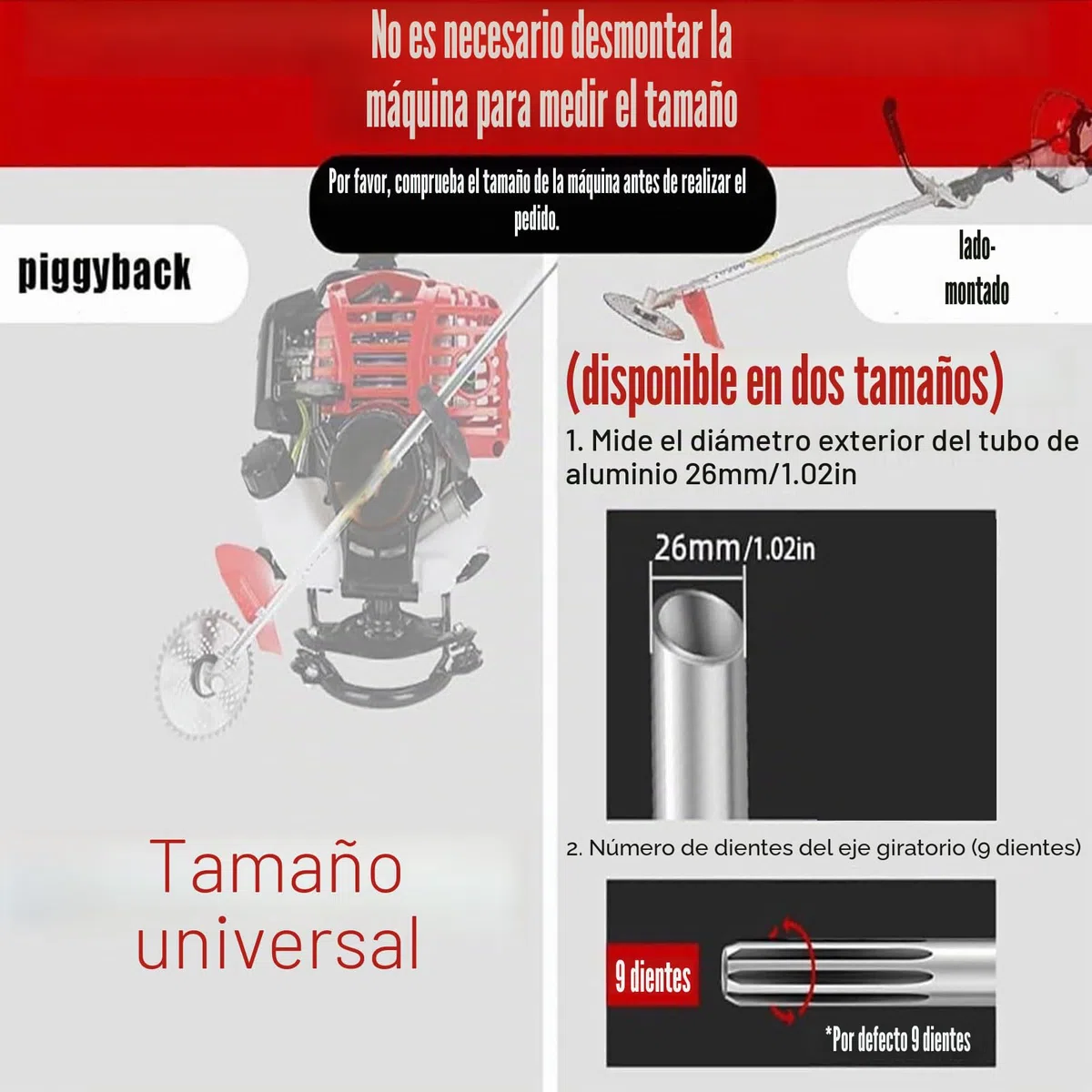 Rueda de aflojamiento multifuncional para cortadora y desbrozadora – 9 dientes, 26 mm de metal, para deshierbe del suelo