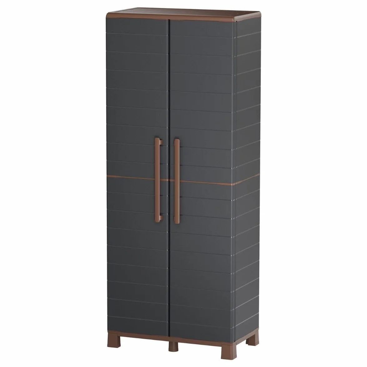 Art Plast – Armario con escobas + 3 estantes extraíbles 2 Puertas Antracita 68 x 37 x 169 cm – Armario con escobas Carga 60 kg MAX – para Garaje lavadero