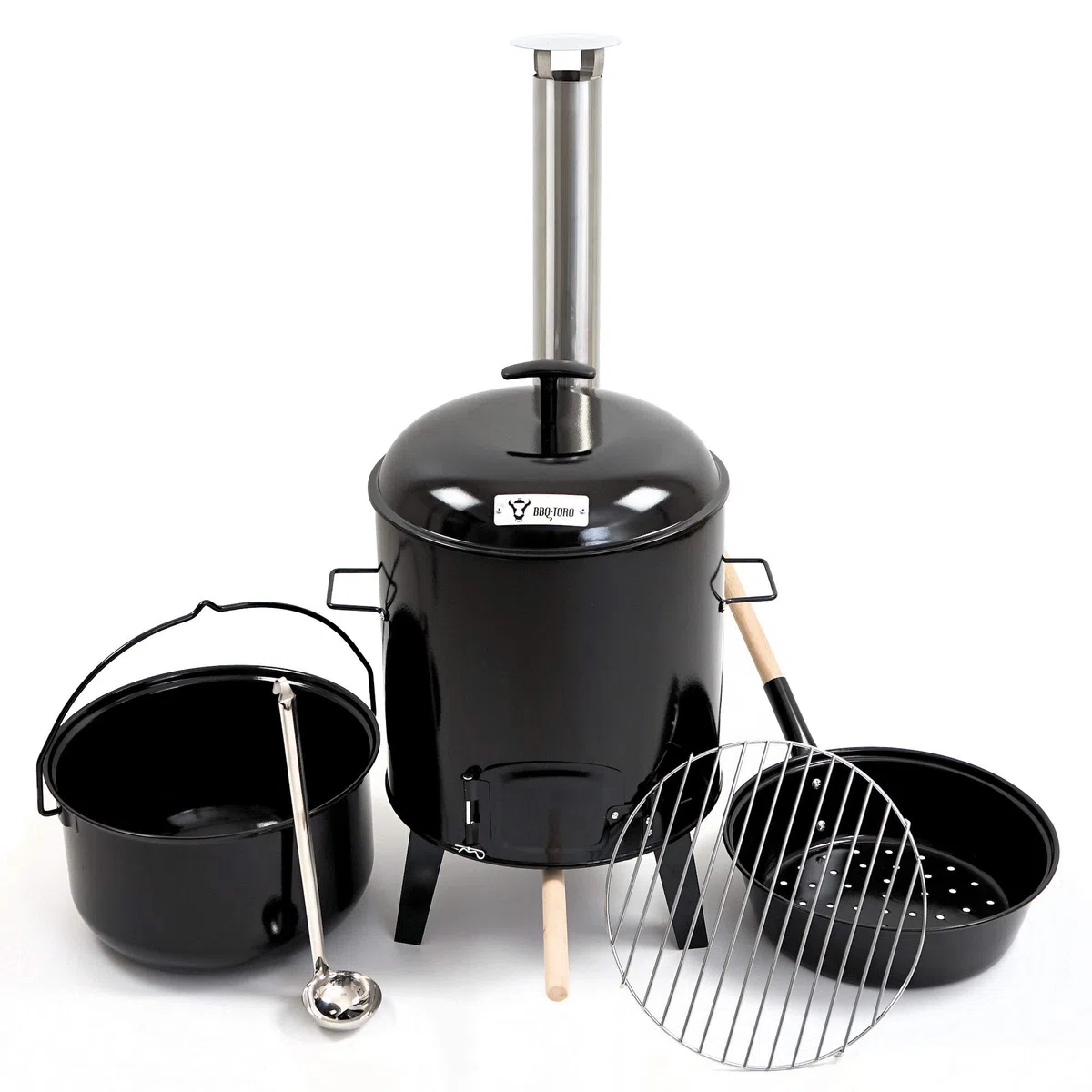 BBQ-Toro Caldero Húngaro para Gulash con Tapa | 17 Litros | Horno de Cohete en Acero Esmaltado | Terraza | Jardin | Aire Libre
