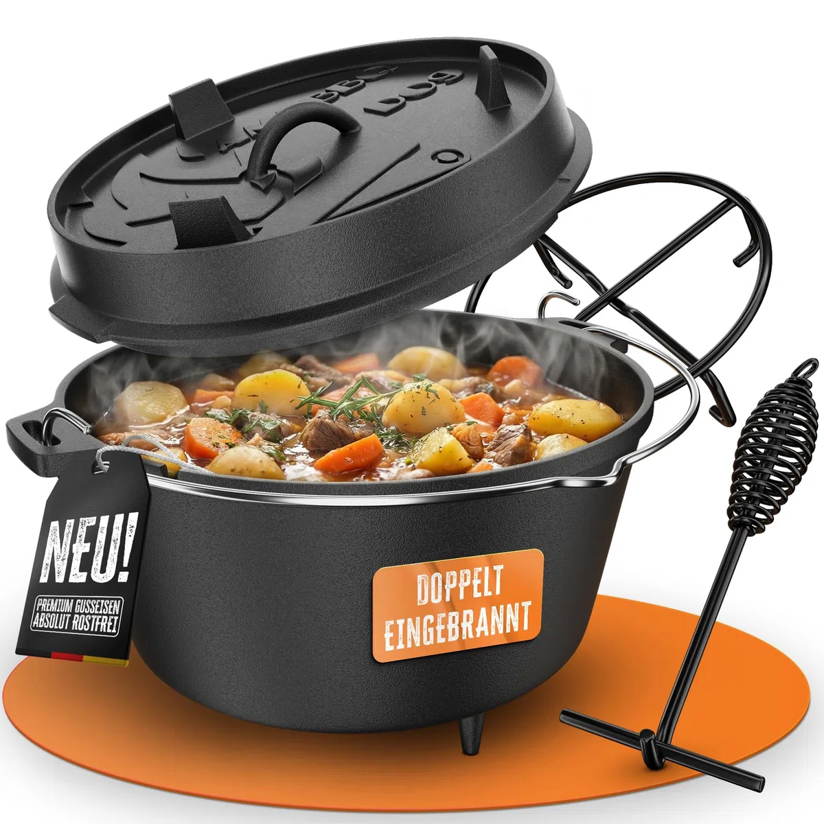AMZBBQ Premium Dutch Oven - Olla con patas (9 litros)
