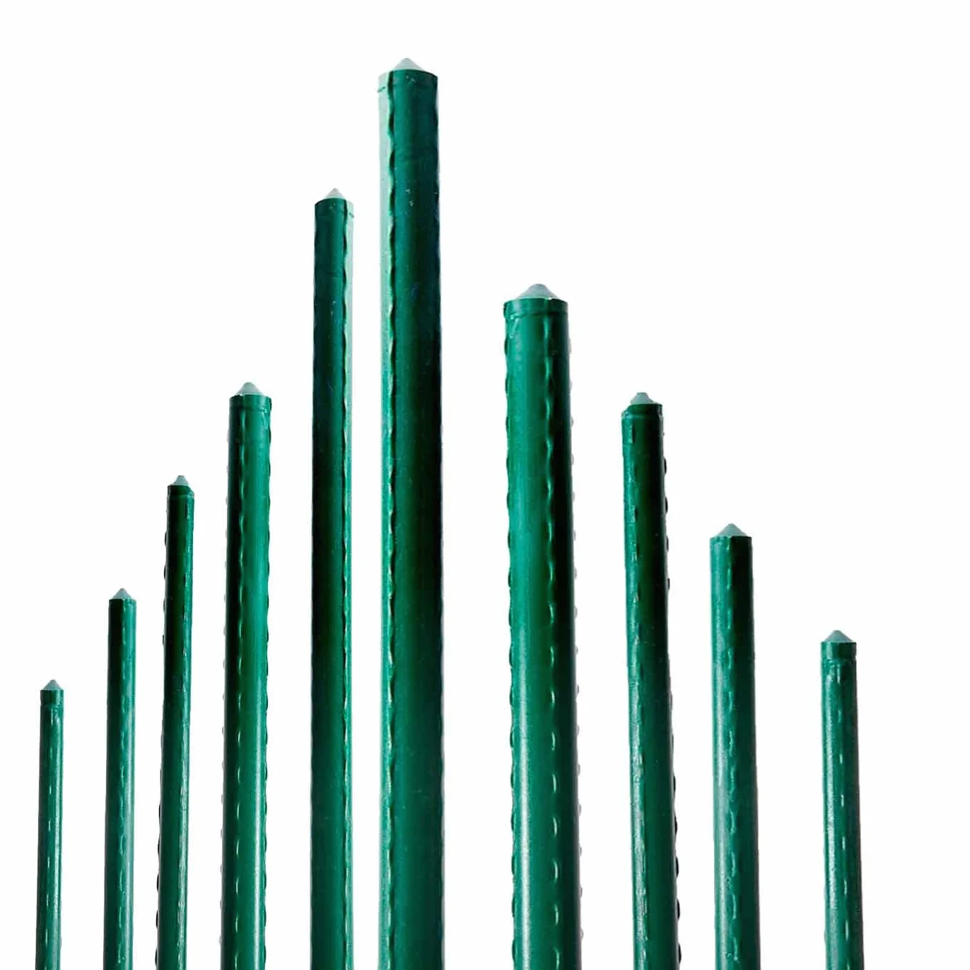 Tradineur - Pack de 24 tutores de Acero plastificado para Plantas de Ø 1,60 x 180 cm, Ideal para el Cuidado del jardín. Varillas para el Cuidado de Plantas y arboles (Color Verde)