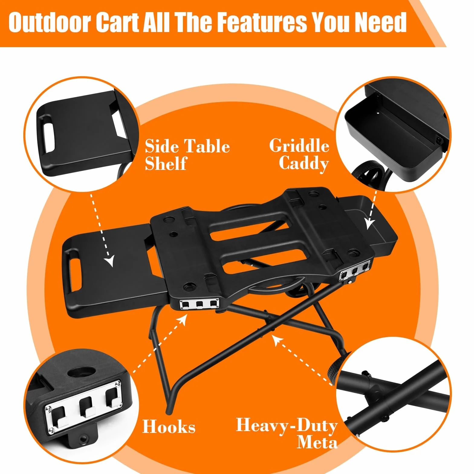 GFTIME Soporte de parrilla para Ninja Woodfire, carrito plegable para Ninja OG701, Traeger Ranger, para Pit Boss, Blackstone Griddle