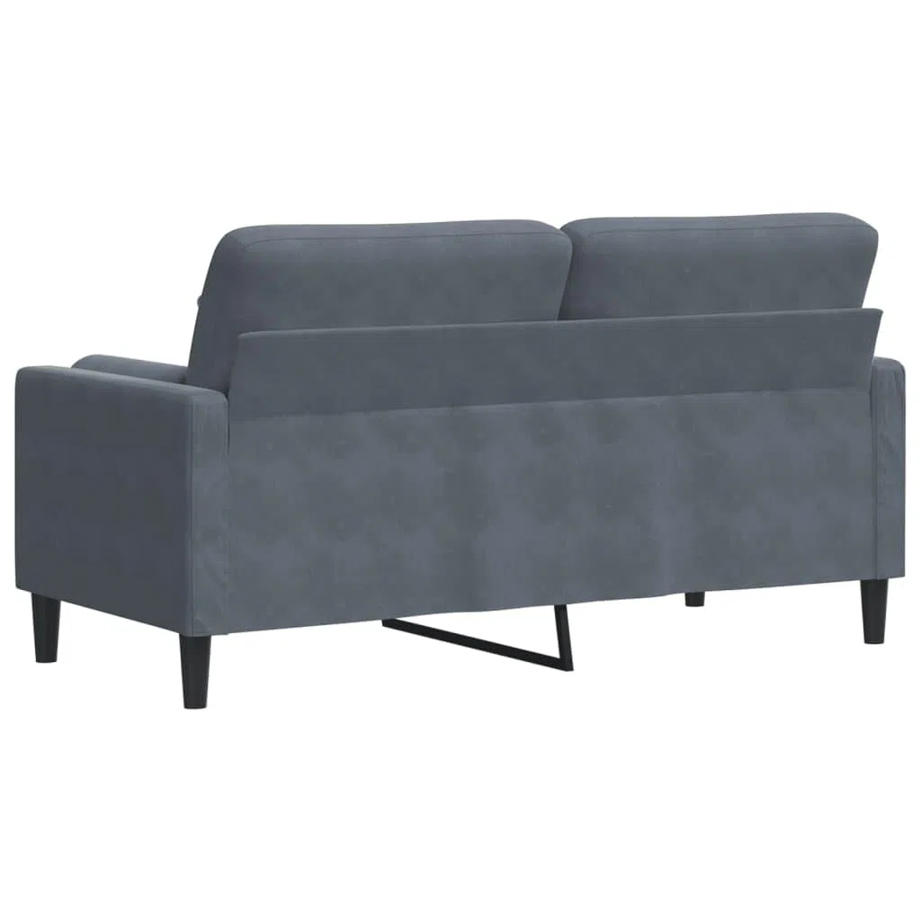 vidaXL Sofá de 2 plazas con Cojines Terciopelo Gris Oscuro 140 cm, sofá, sofá de salón, sofá de Tela, sofá tapizado, sofá de Tres plazas