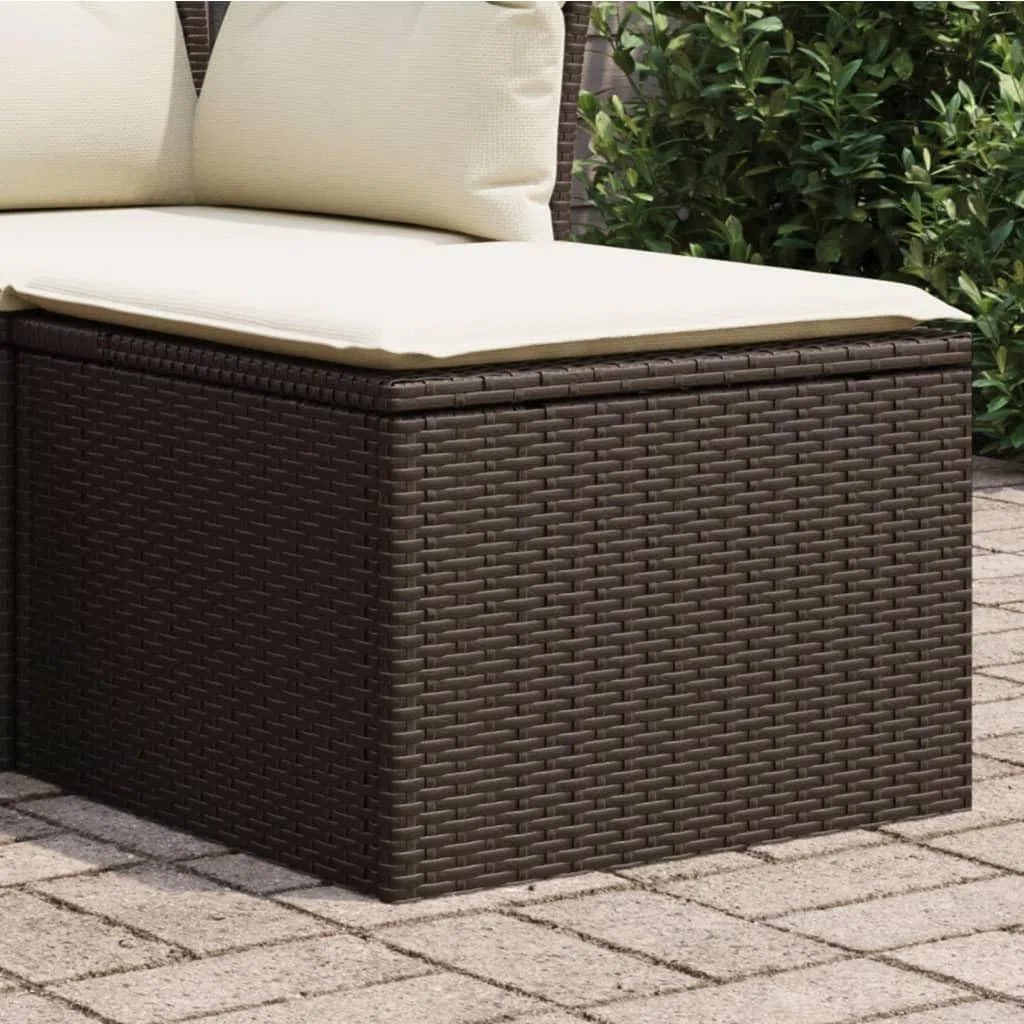 Genérico Taburete de jardín con cojín ratán sintético marrón 55x55x37 cm,Mobiliario,Muebles de jardín,Otomanas de Exterior,Marrón,7 kg,366206