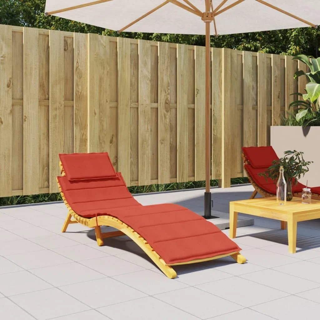 vidaXL Cojín para Tumbona Tela Rojo Melange 186x58x4 cm, cojín de Exterior, cojín Asiento de jardín, cojín para Muebles de jardín, cojín de jardín