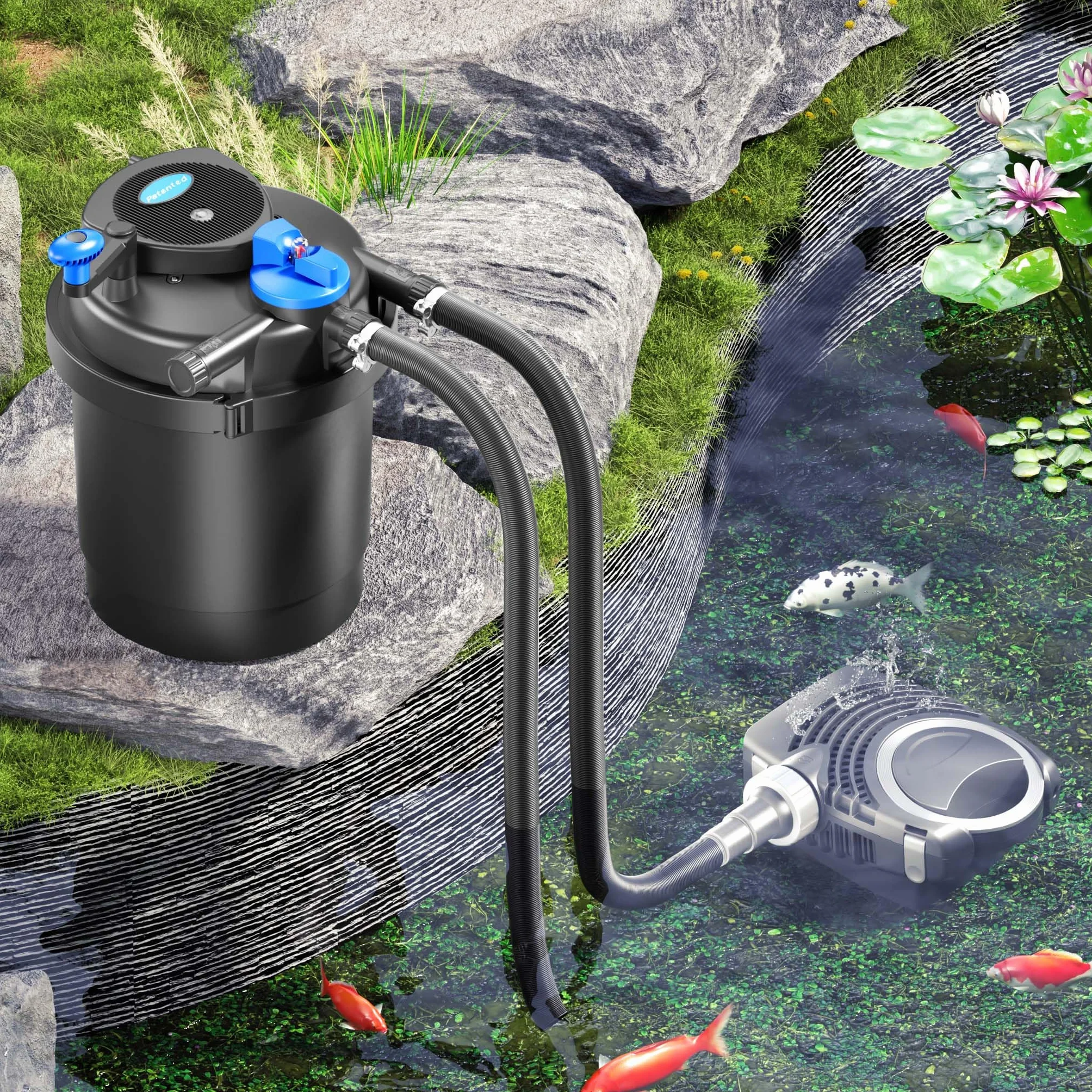SunSun CPF-2500 SET 6000l 11W UVC NEO2800 Bomba Manguera Set de filtro para estanque
