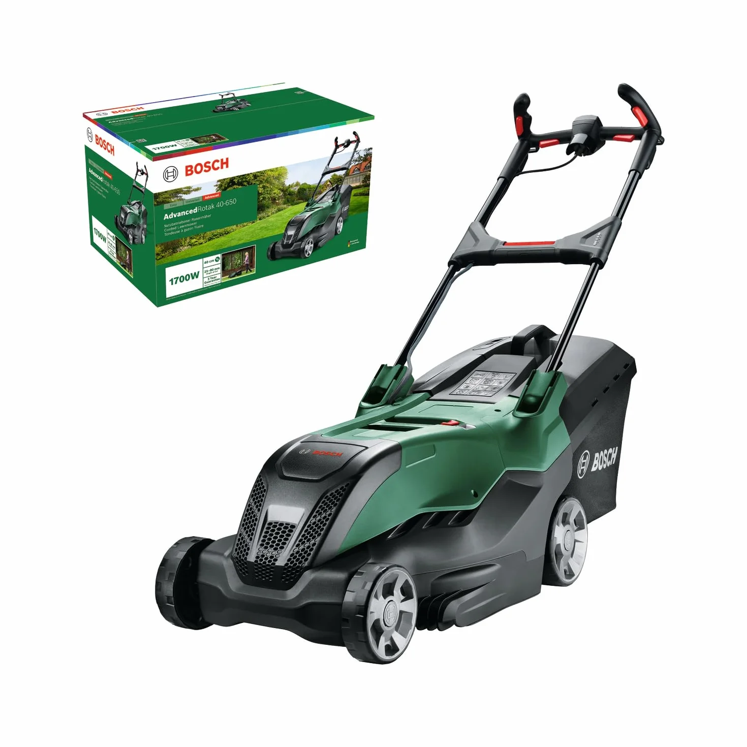 Bosch Potente cortacésped AdvancedRotak 40-650 para Cortar el césped, Potencia del Motor de 1700 W, Ancho de Corte: 40 cm
