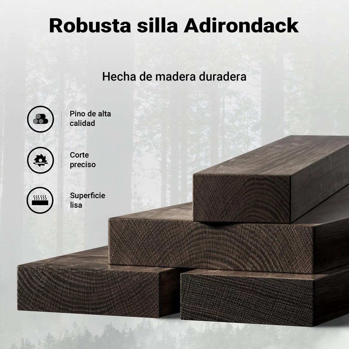 WilTec Silla de jardín Adirondack de Madera Maciza 89 x 72 x 92,5 cm - para Exterior, jardín - hasta 160 kg - ergonómica - de Pino - Muebles ajardinados macizos atemporales