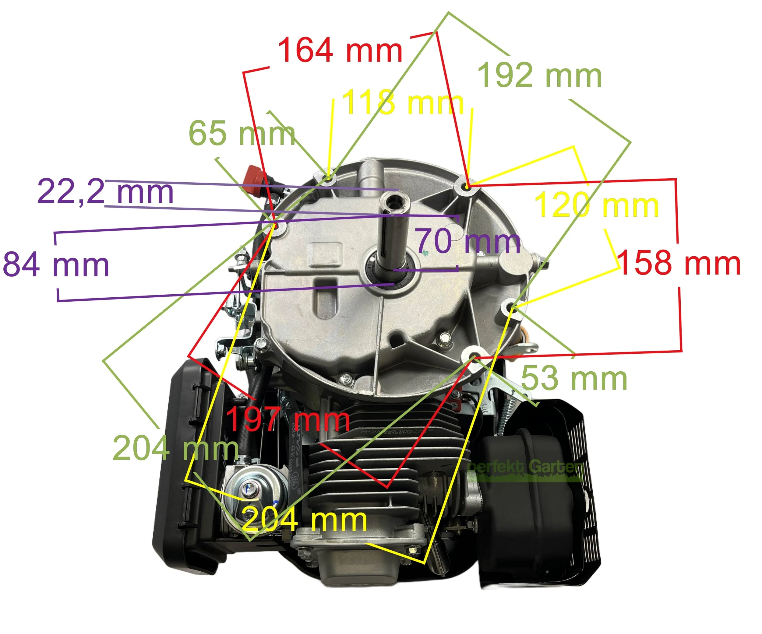 Motor de cortacésped de arranque de retroceso Zongshen XP200A de 196 cc y 6,5 CV de perfektGarten 22,2 mm / 80 mm + aceite