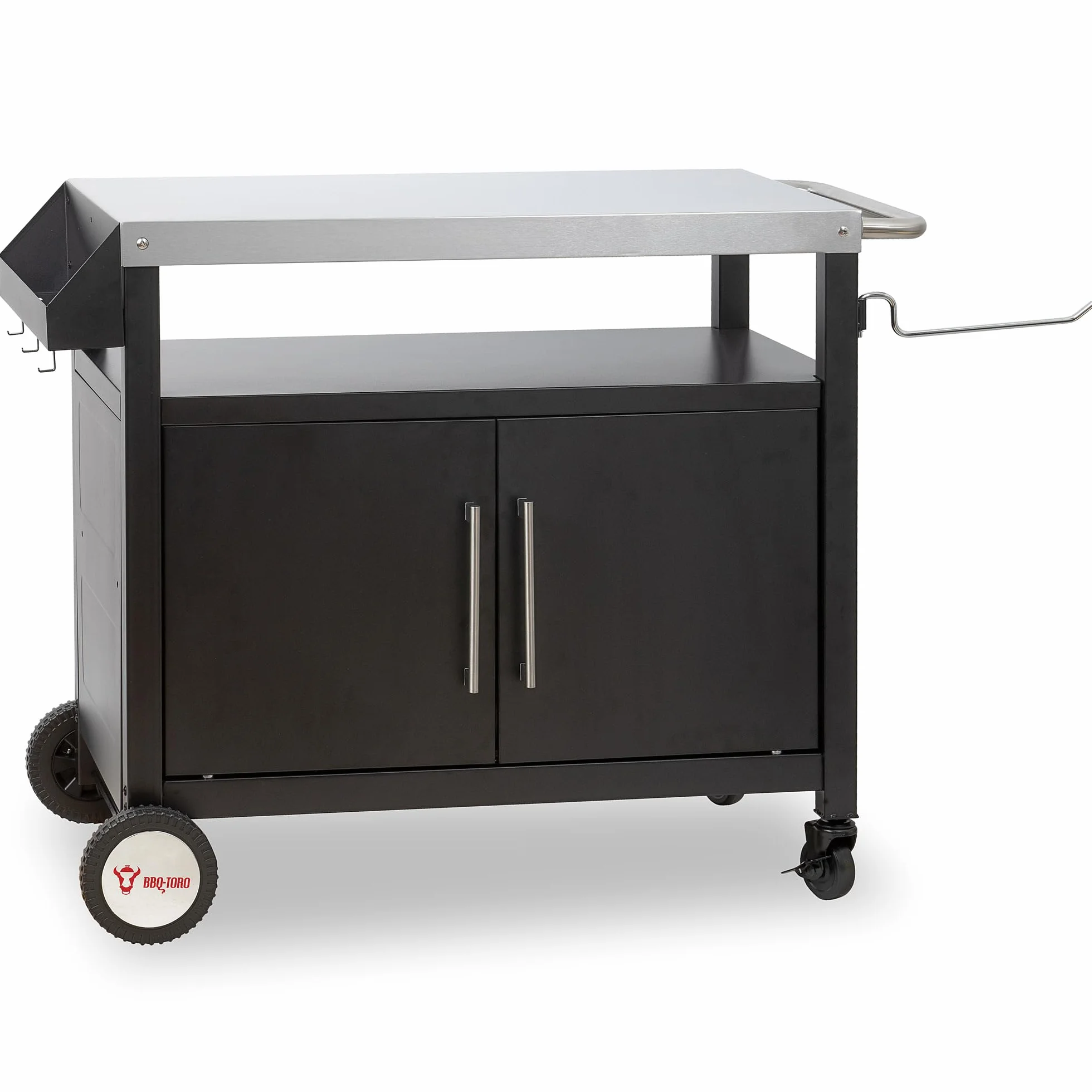 BBQ-TORO Carrito para Barbacoa | 103,5 x 59 x 81 cm | Mesa Auxiliar | Color Plata | Carro con Ruedas | Cocina al Aire Libre | Carrito Auxiliar para Barbacoa | Accesorio para Barbacoa