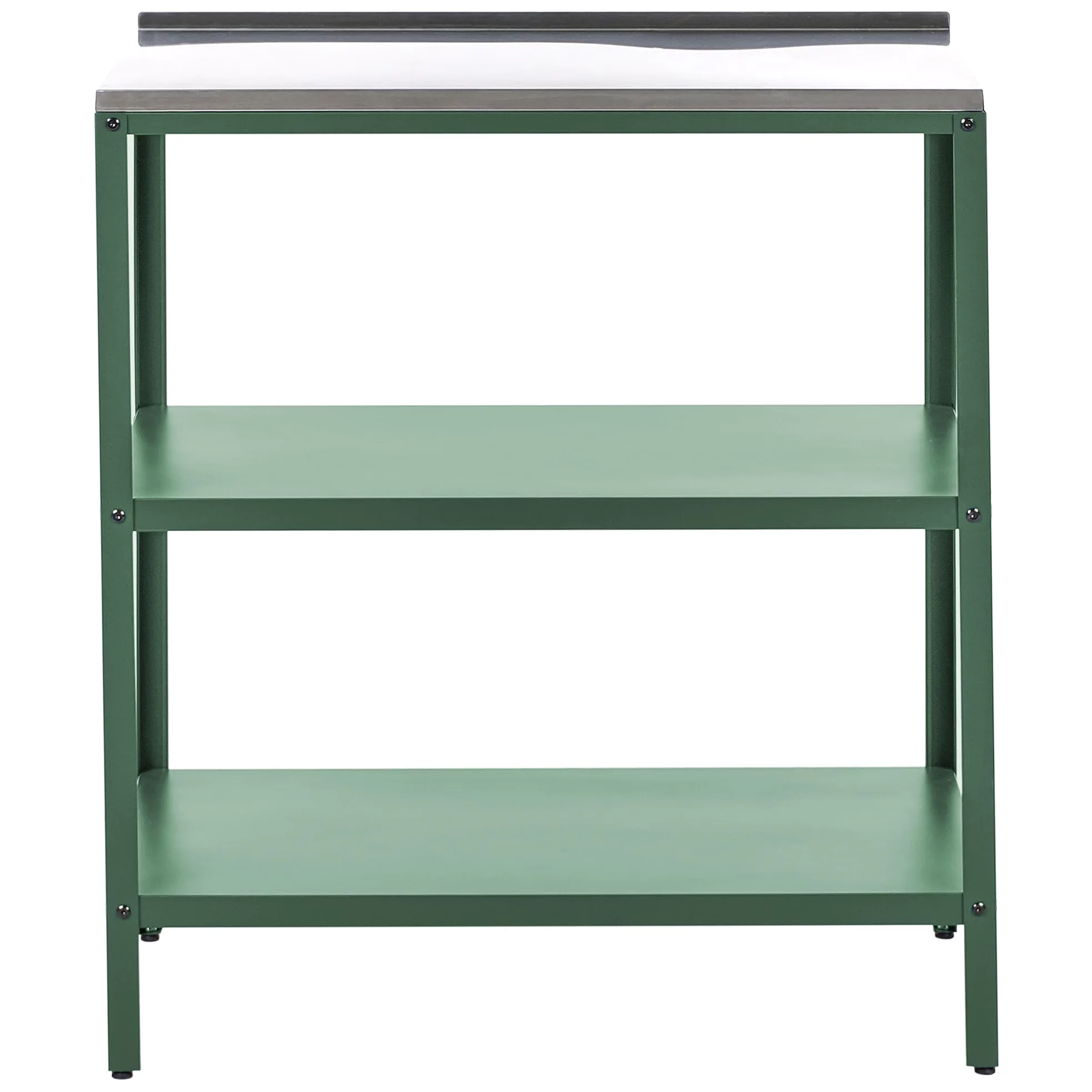 Beliani Isla de Cocina de jardín Exterior con estantes y encimera de Acero Inoxidable 80x50x92 cm Verde Vilama