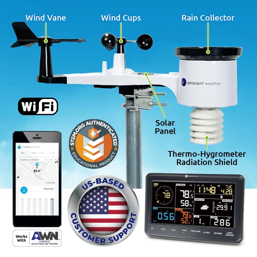 Ambient Weather Estación meteorológica inteligente WiFi WS-2902
