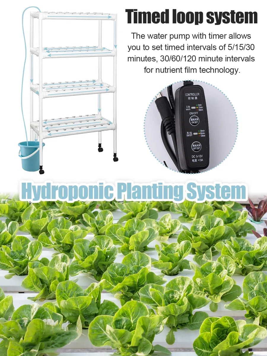 Kalolary Kit de Cultivo Hidropónico, 4 Capas 108 Agujeros Sistema Hidropónico Kit de Cultivo Hidropónico de PVC con 12 Tubos Hidropónicos para Hortalizas en Casa Jardín y Oficina
