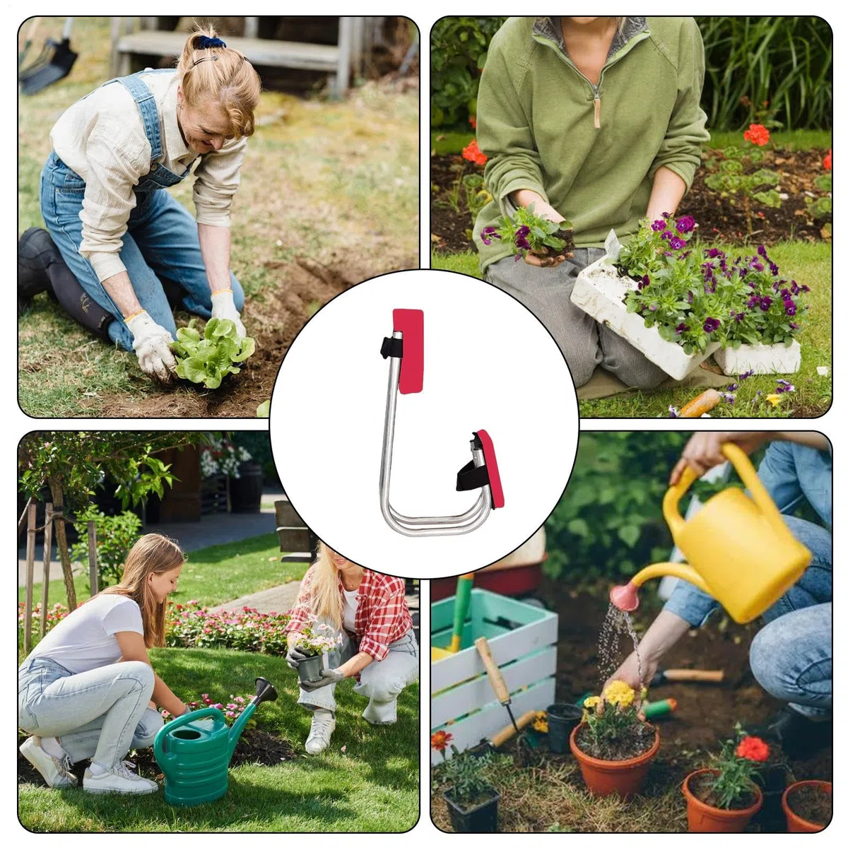 Asiento de jardín y Banco para Rodillas Plegable de Acero Inoxidable Herramienta de jardinería, Soporte ergonómico para el Tobillo, Asiento de Rodillera para jardinería, Asiento de Rodilla para