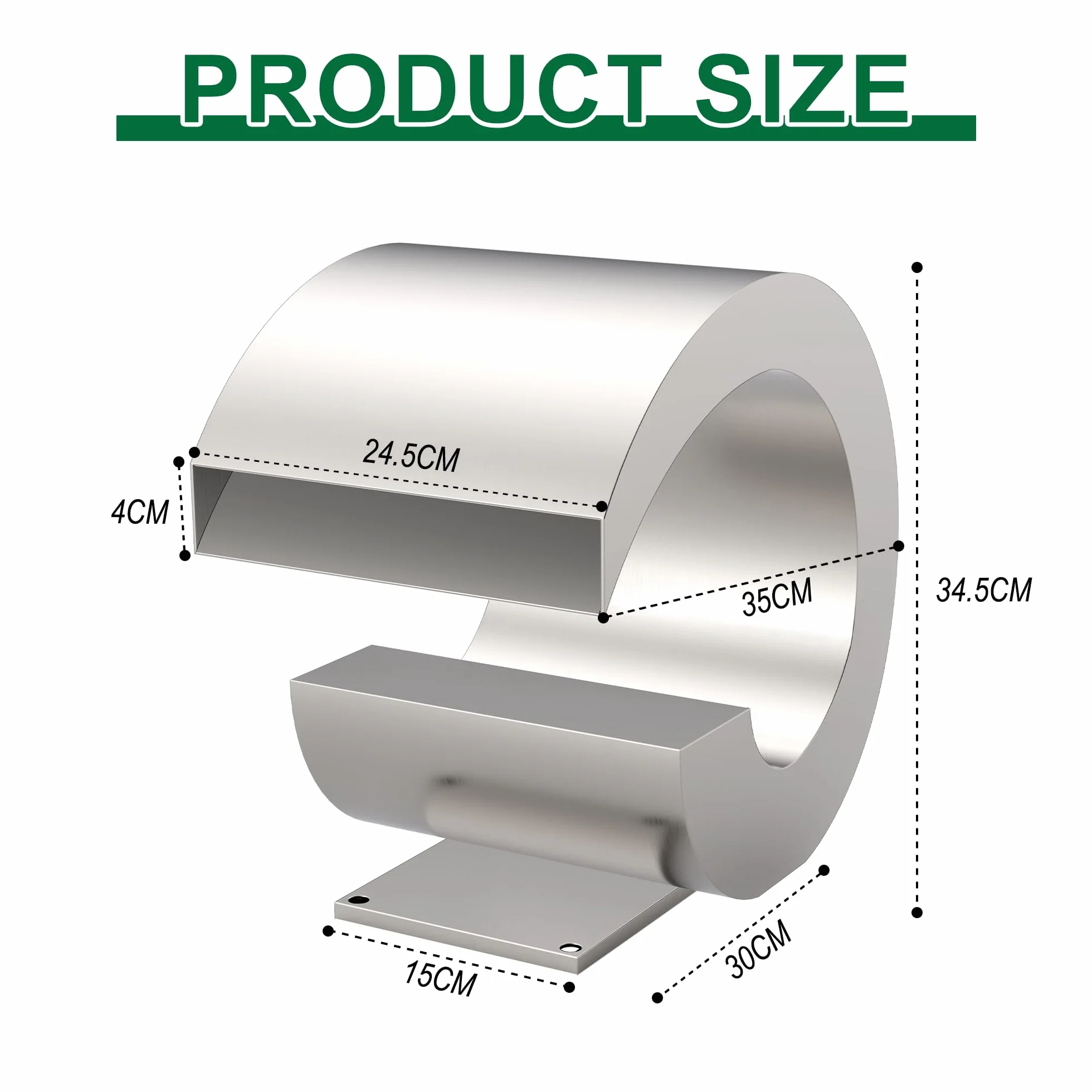 Fuente de piscina de acero inoxidable curvada, LONGRUNNEW con accesorios y cascadas de estanque J, kit para jardín, patio o piscina, 34,5 cm de altura