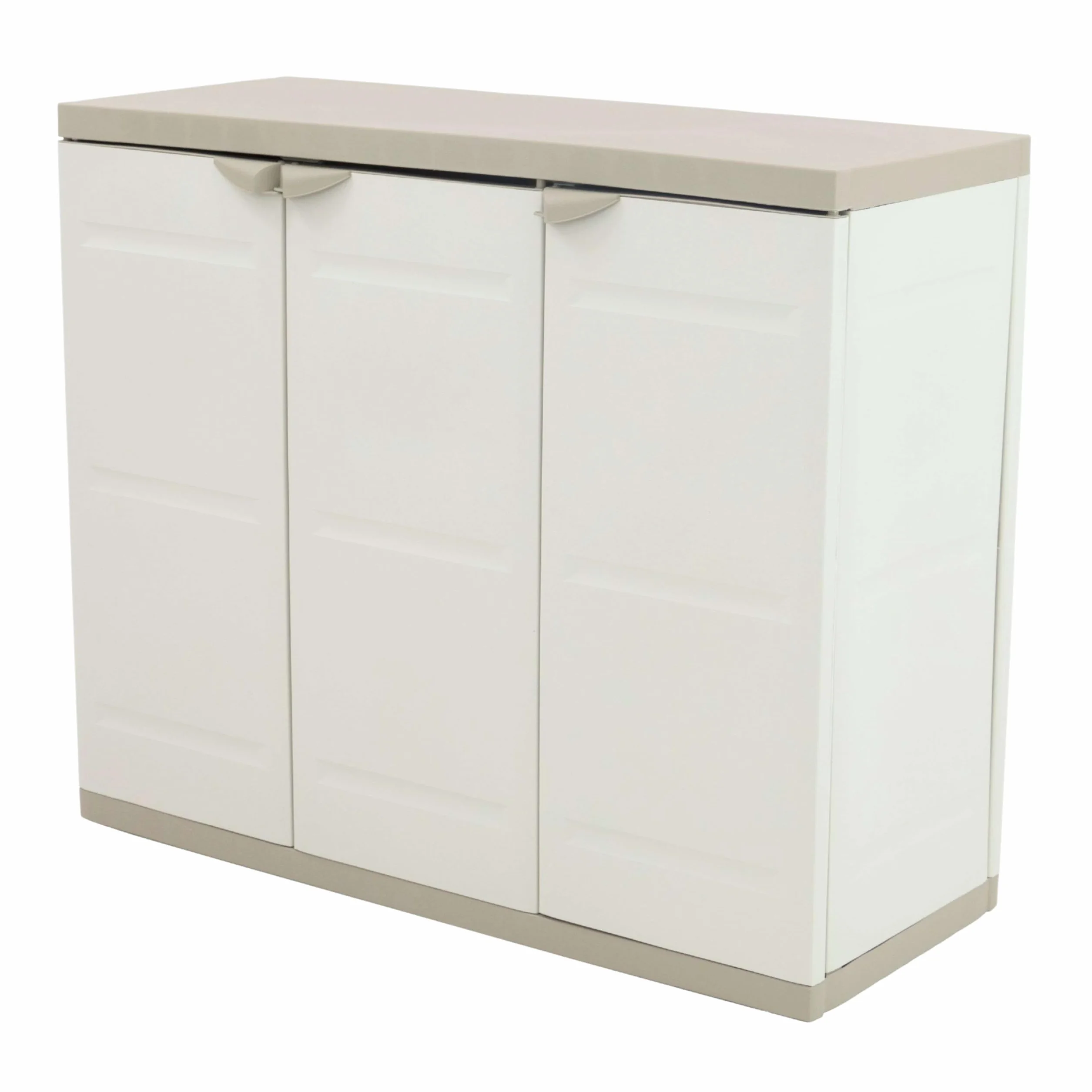 Miroytengo Armario Bajo de Jardín Titanium, Armario 2 Puertas y 2 Estantes Exterior Beige 105x80x41 cm