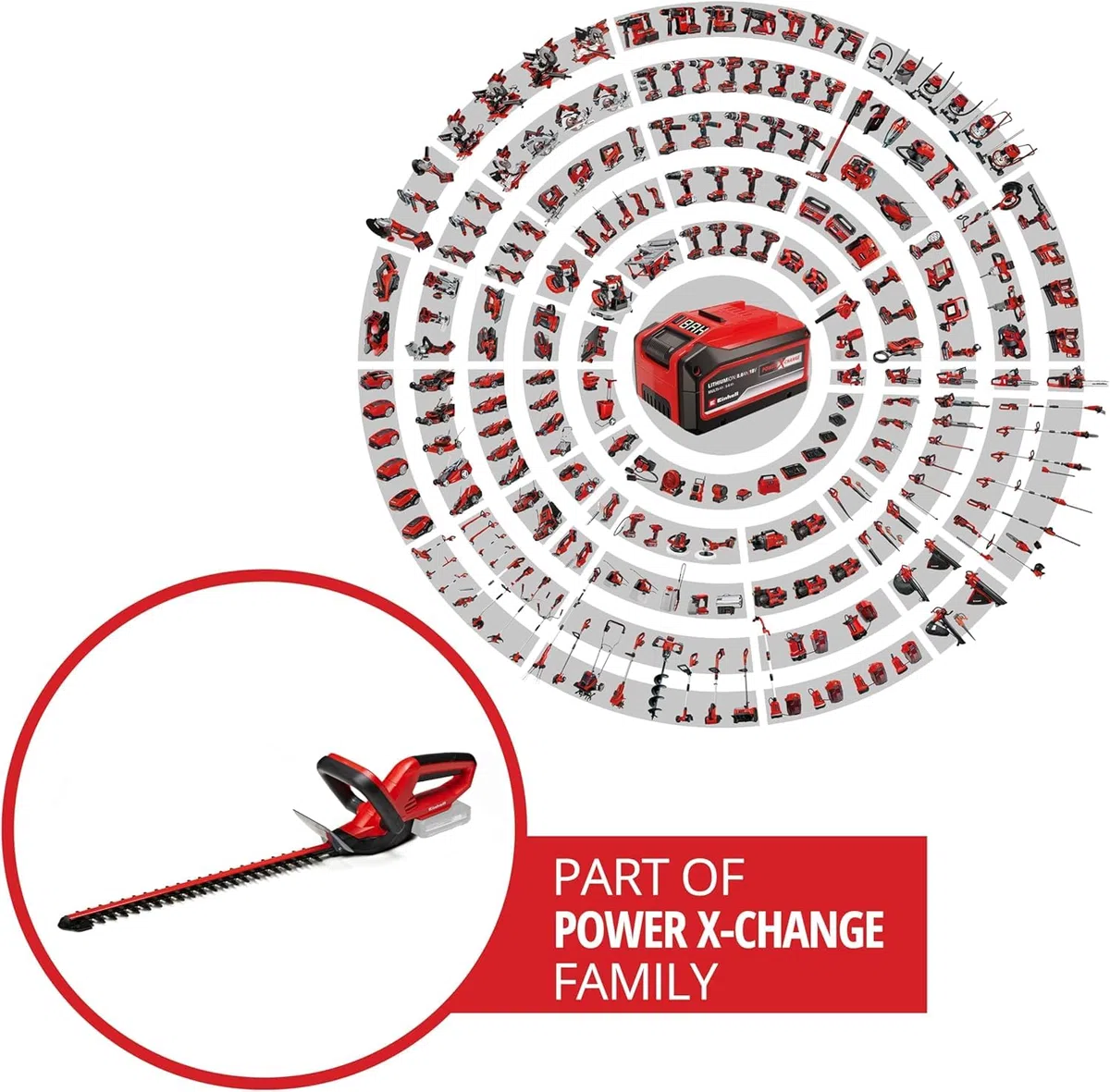 Einhell Cortasetos con batería GC-CH 1846 Li-Solo Power X-Change (18 V, 46 cm de Longitud de Corte, 15 mm Distancia Entre Dientes, Mango ergonómico, sín batería)