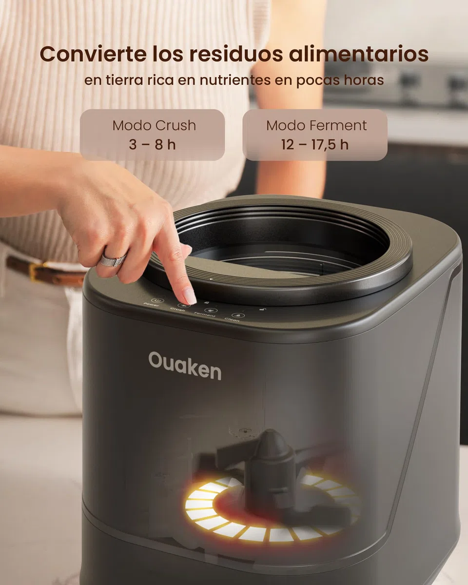 Compostador Eléctrico de Cocina 4L, Compostador Inteligente de Encimera, Sin Olor & Silencioso, Auto-limpiador – Convierte los Residuos de Alimentos en Fertilizantes, Compostador Interior, Negro