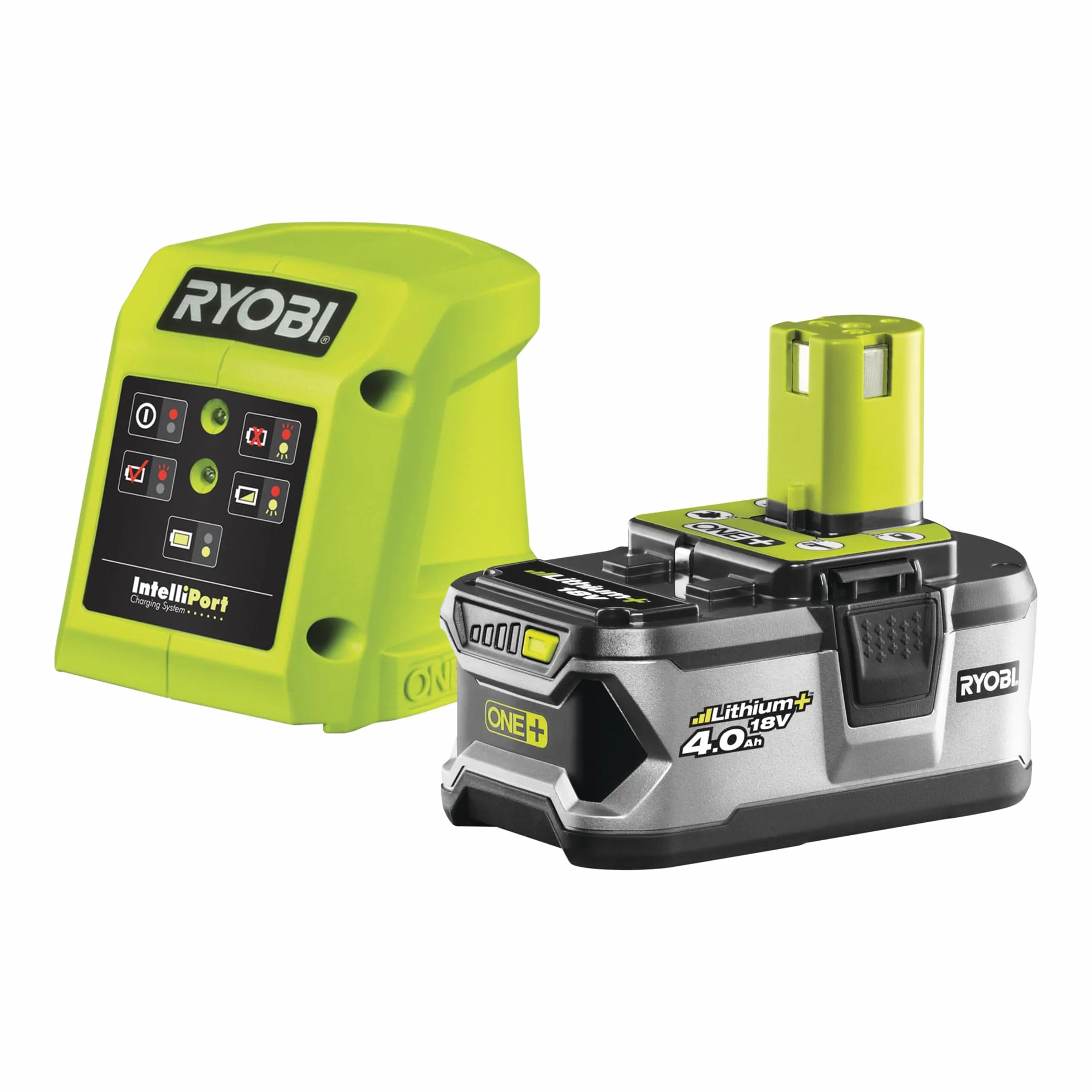 RYOBI - Soplador Eléctrico Inalámbrico Turbo Jet 18V One+ - Limpieza de Pasillos Exteriores, Terrazas, Jardines Pequeños y Medianos - 1 Batería de Litio 4Ah y 1 Cargador Rápido 1,5 A - RY18BLA-140