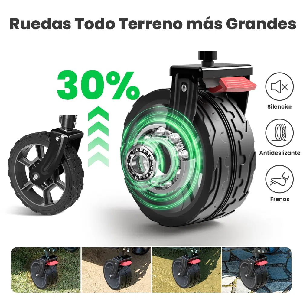 SLIDBEAT Carro de Transporte Plegable Todo Terreno – 226kg/300L, Estructura Triangular, Ruedas de 18cm con Frenos y Lona 600D Impermeable, Jardín, Playa, Camping, Compras y Vacacione