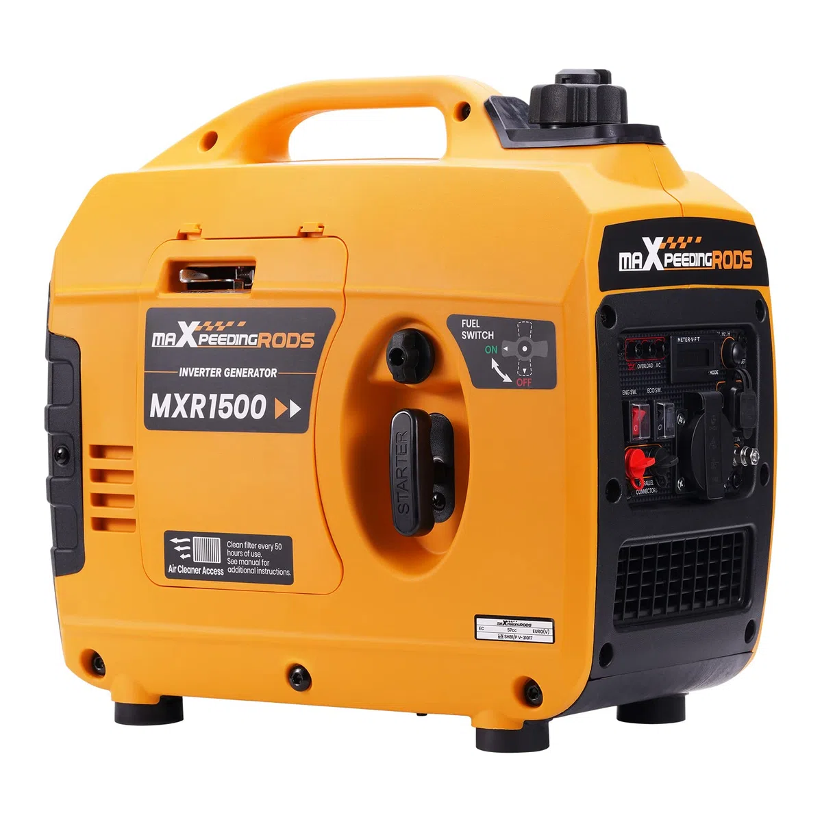 maXpeedingrods Generador Electrico Gasolina Portátil 1200W, Silencioso y Ligero con Inversor, Motor de Gas de 4 Tiempos, con Salidas AC/USB para Autocamping, Viajes en Caravana, Exteriores