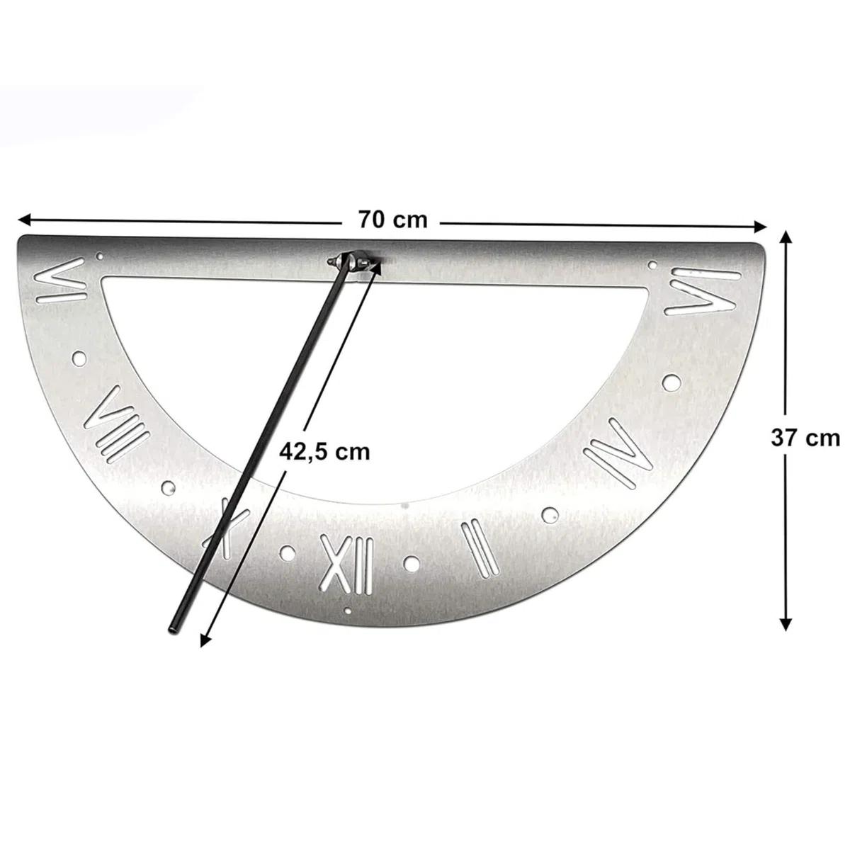 DanDiBo Reloj solar de acero inoxidable para la pared, 70 cm, inoxidable, 96206, orientable, resistente a la intemperie, reloj de jardín moderno de metal